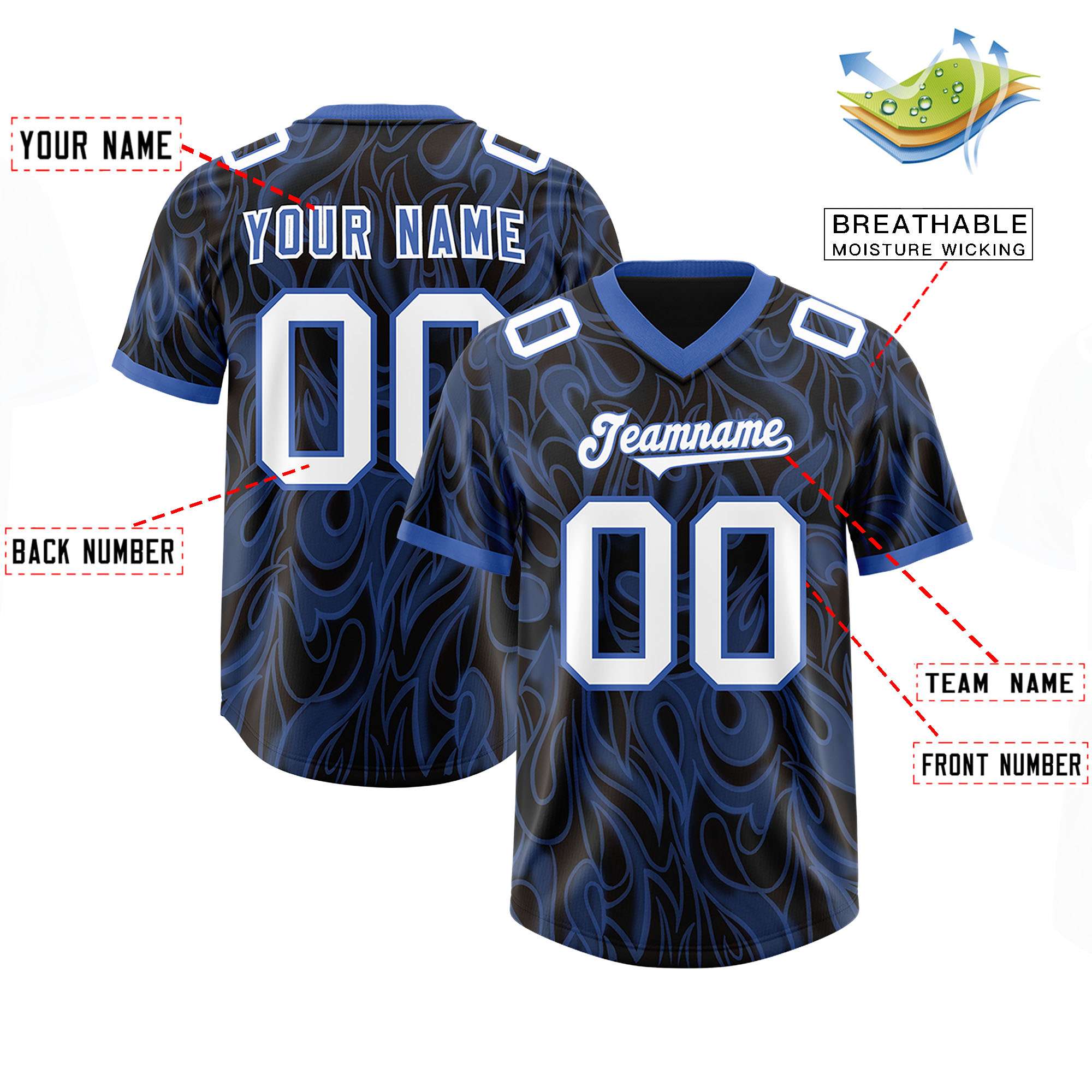 Custom Black Personalized Printed Graffiti Pattern Design Authentic American Football Jersey