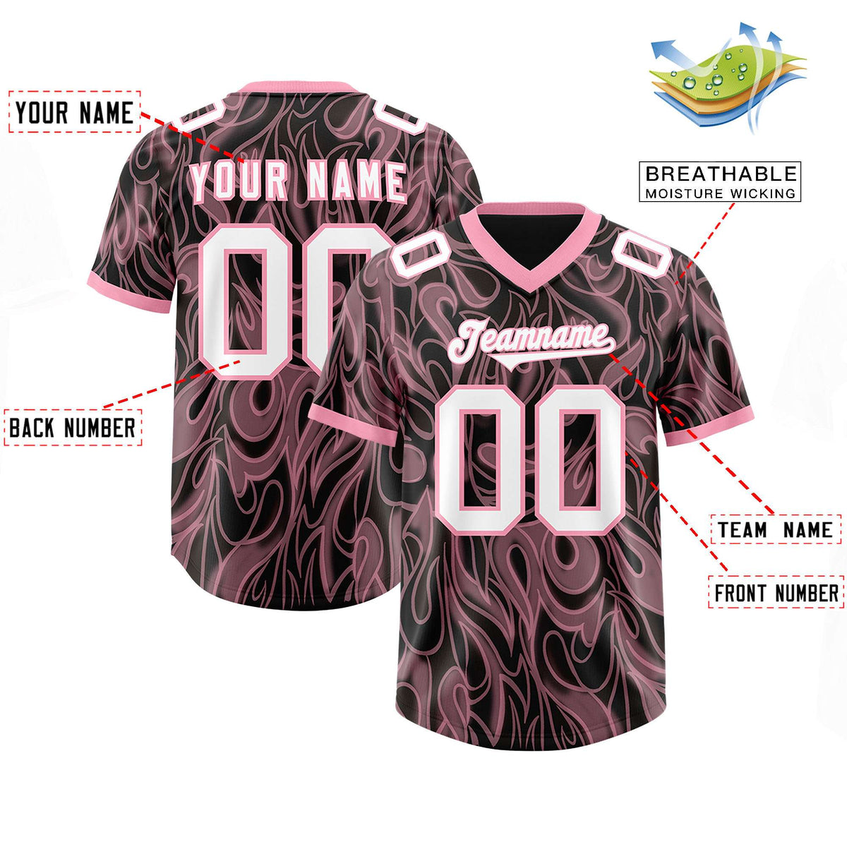 Custom Black Personalized Printed Graffiti Pattern Design Authentic American Football Jersey