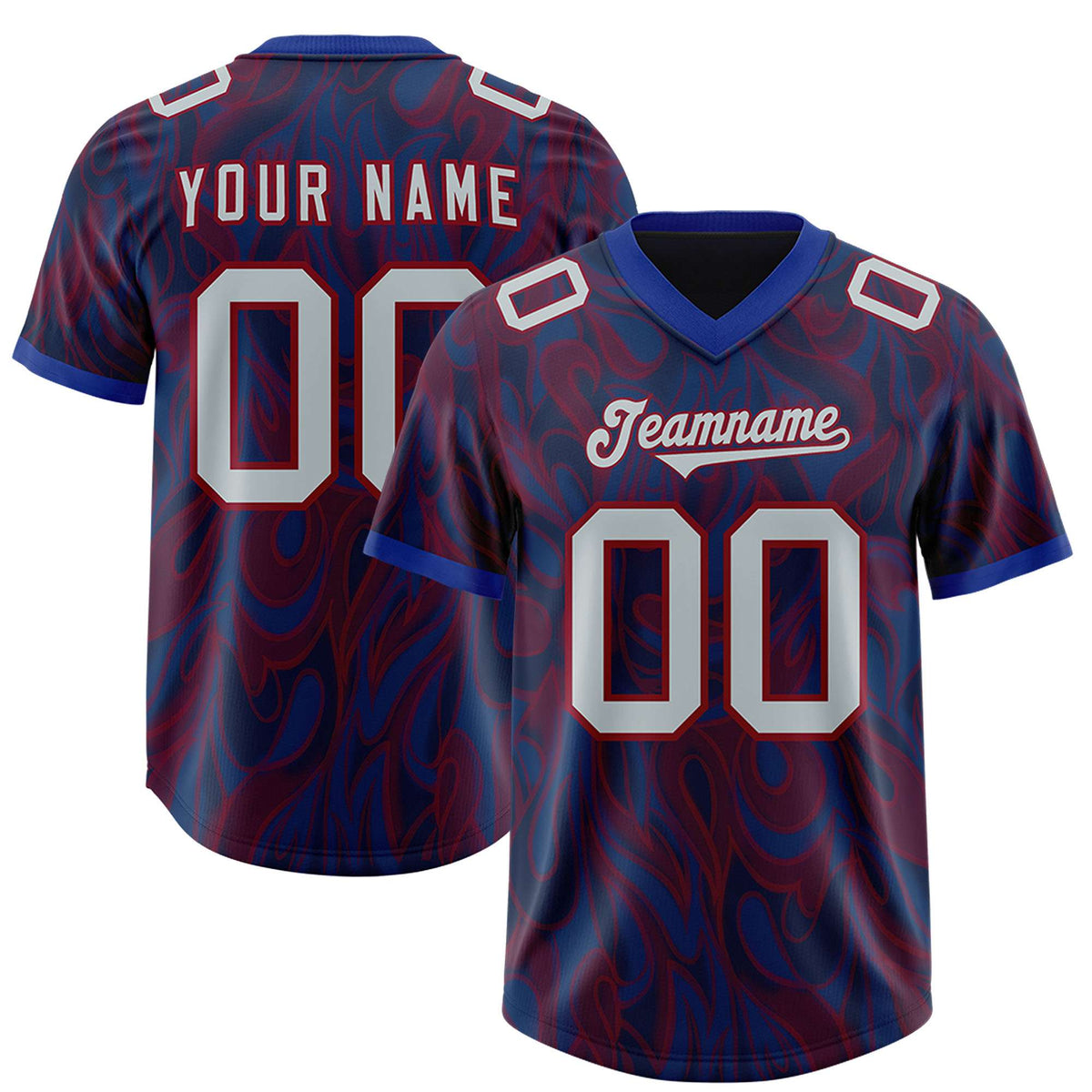 Custom Navy Personalized Printed Graffiti Pattern Design Authentic American Football Jersey