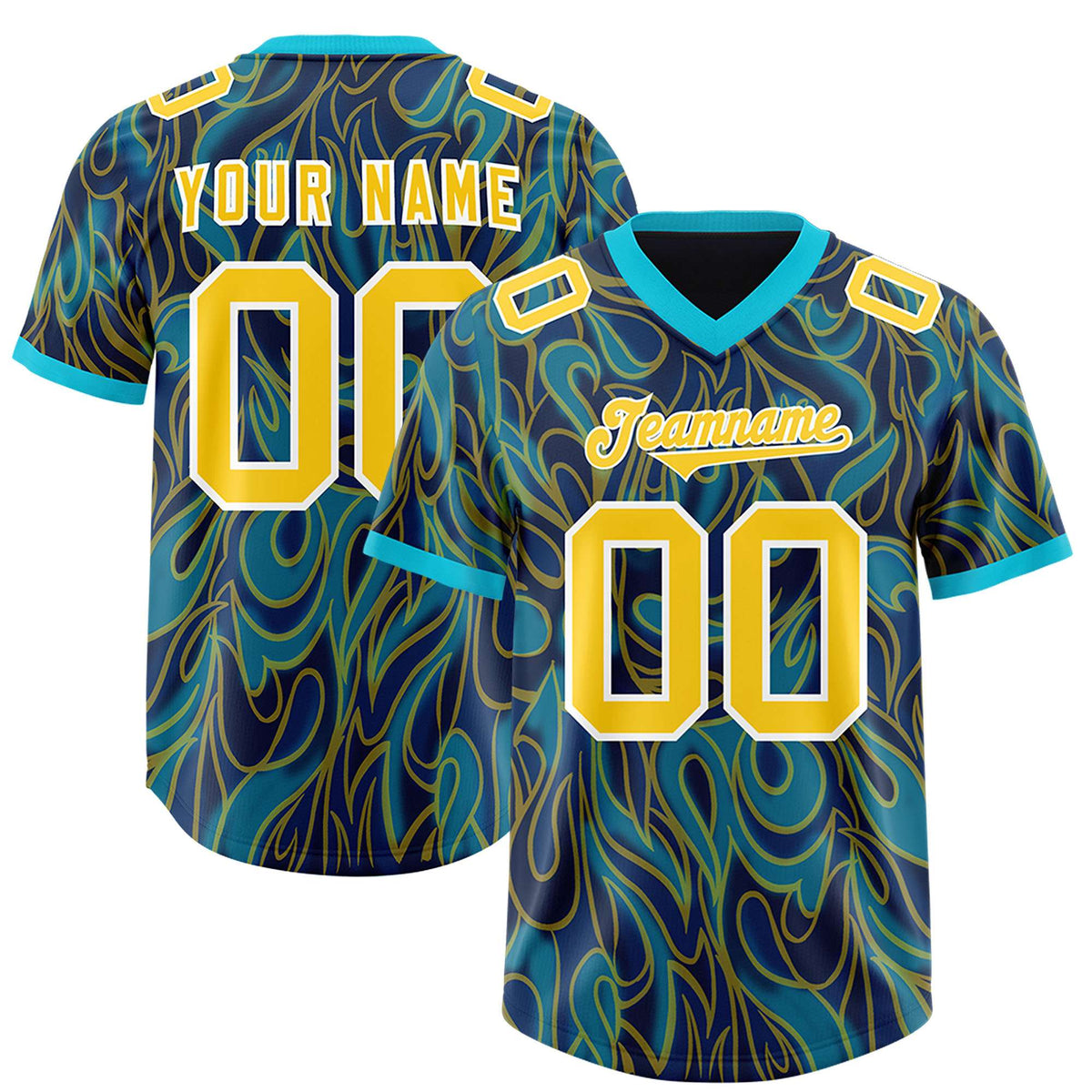 Custom Navy Personalized Printed Graffiti Pattern Design Authentic American Football Jersey
