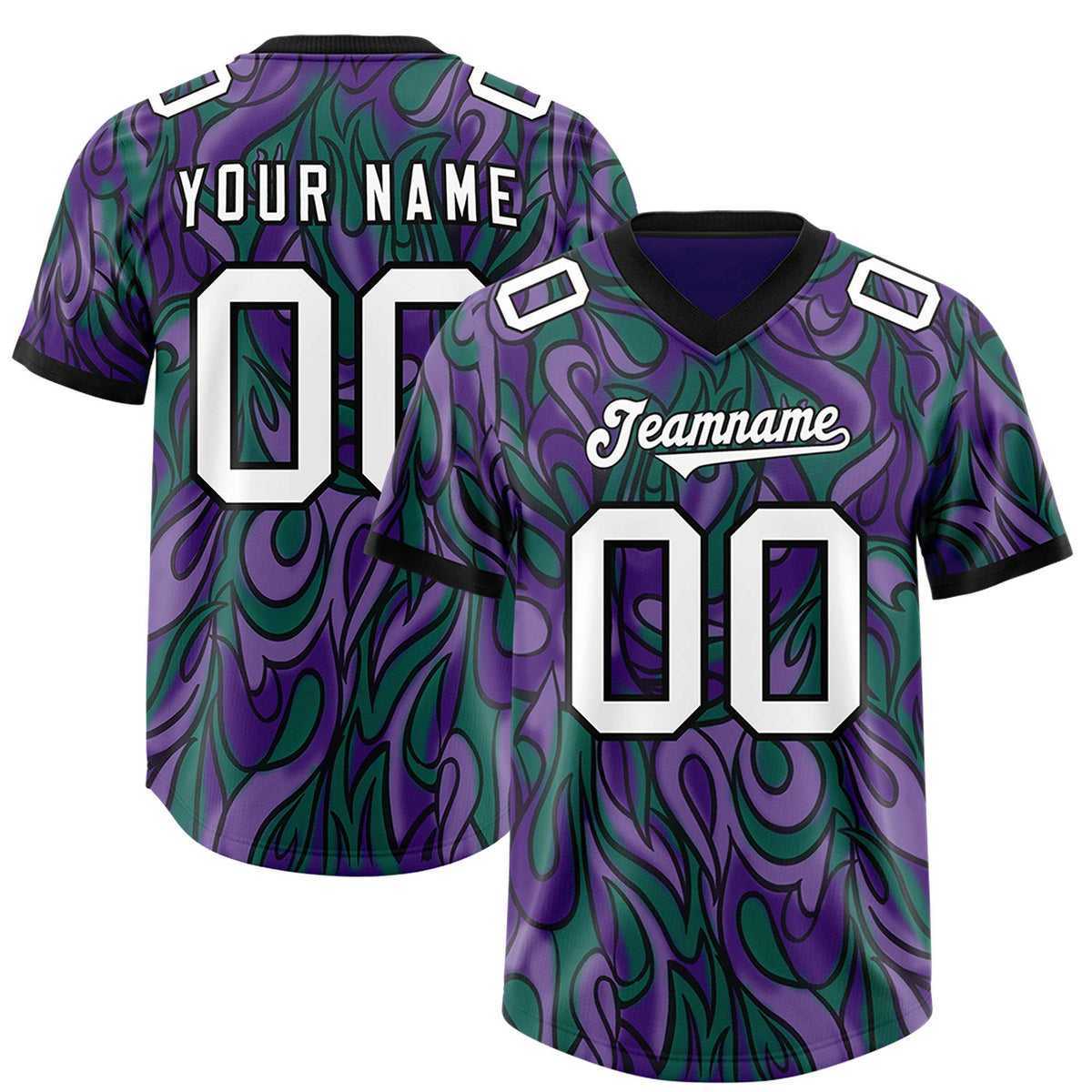 Custom Purple Personalized Printed Graffiti Pattern Design Authentic American Football Jersey