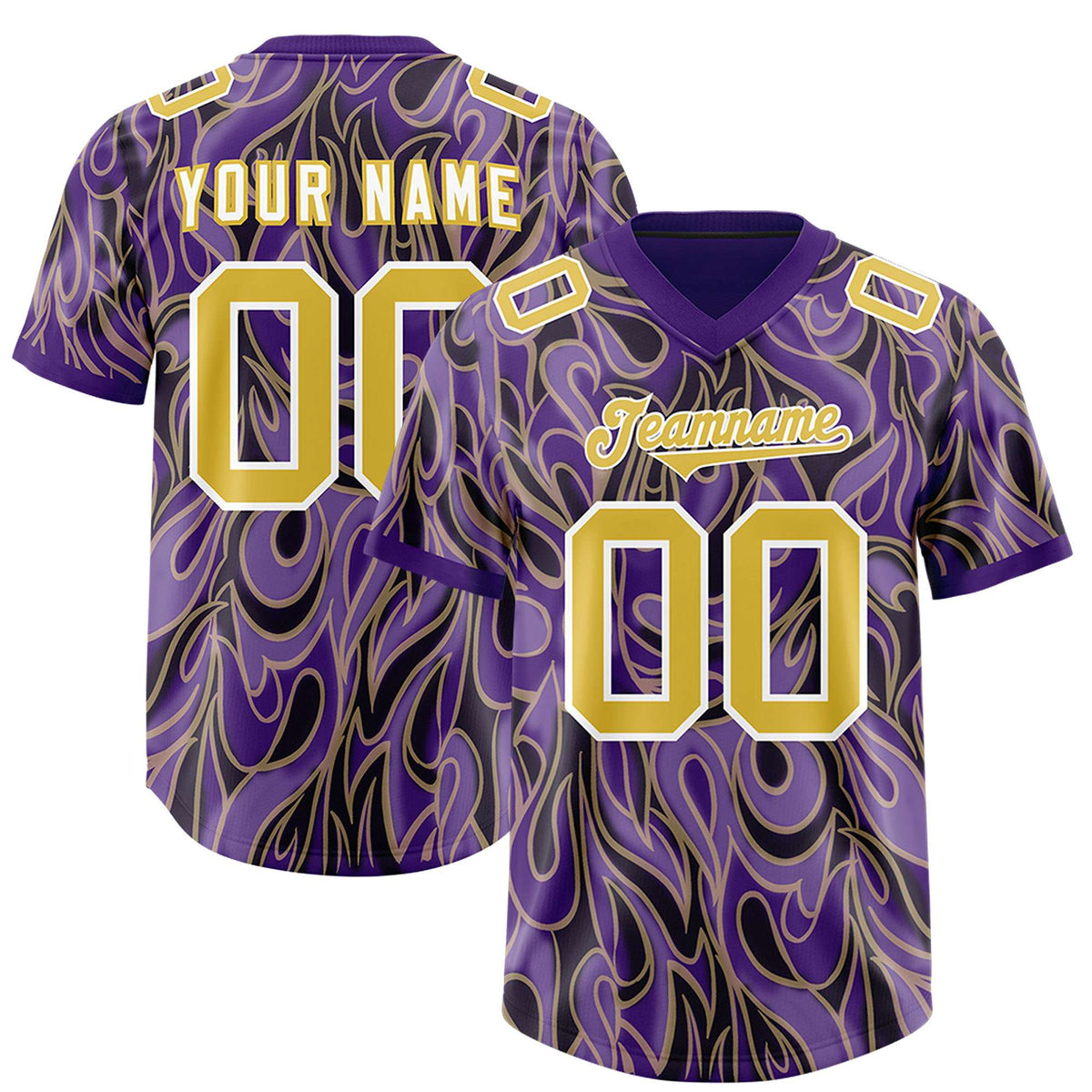 Custom Purple Personalized Printed Graffiti Pattern Design Authentic American Football Jersey