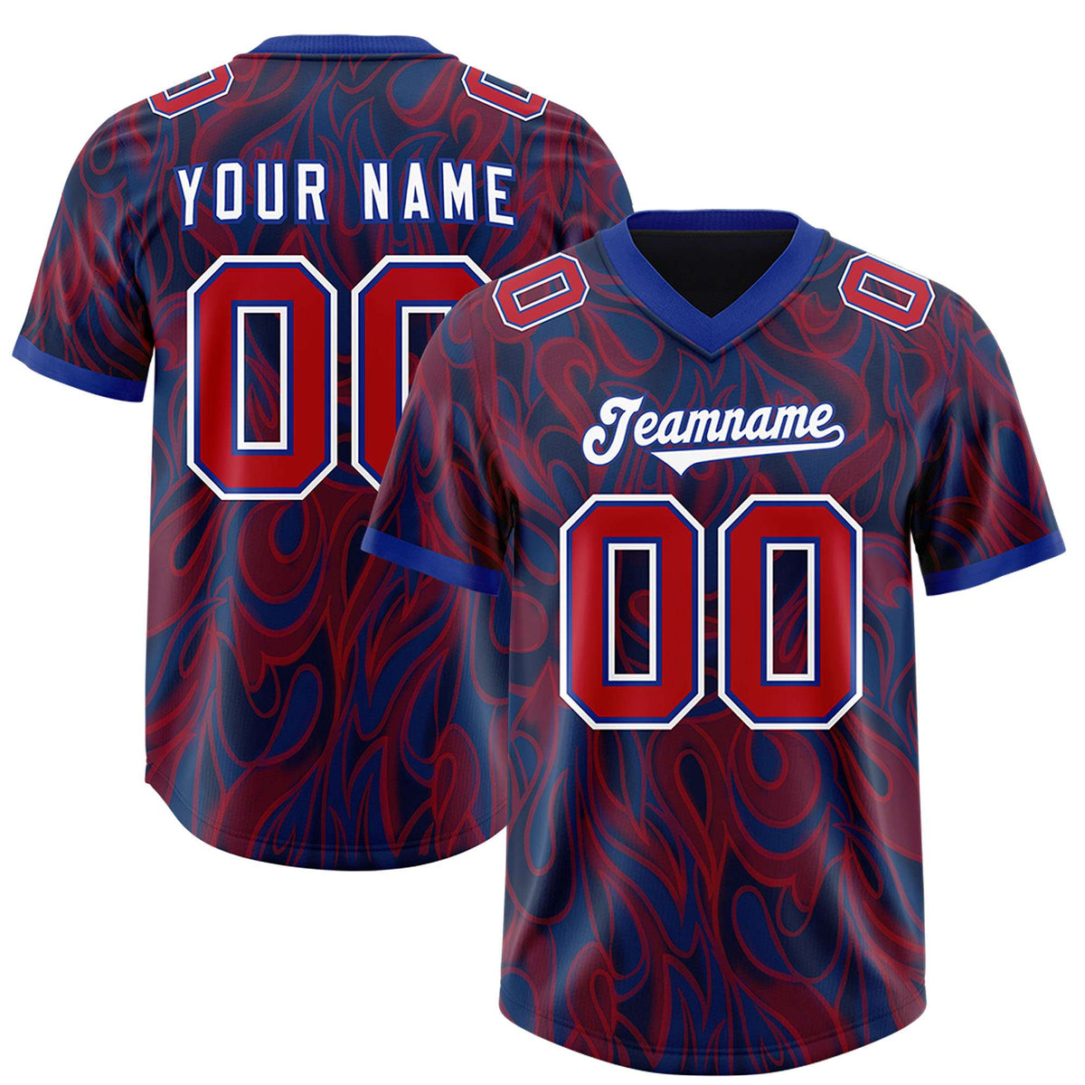 Custom Navy Personalized Printed Graffiti Pattern Design Authentic American Football Jersey