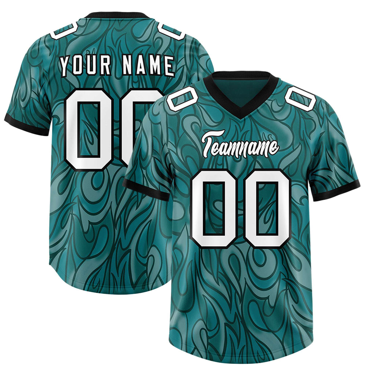 Custom Aqua Personalized Printed Graffiti Pattern Design Authentic American Football Jersey