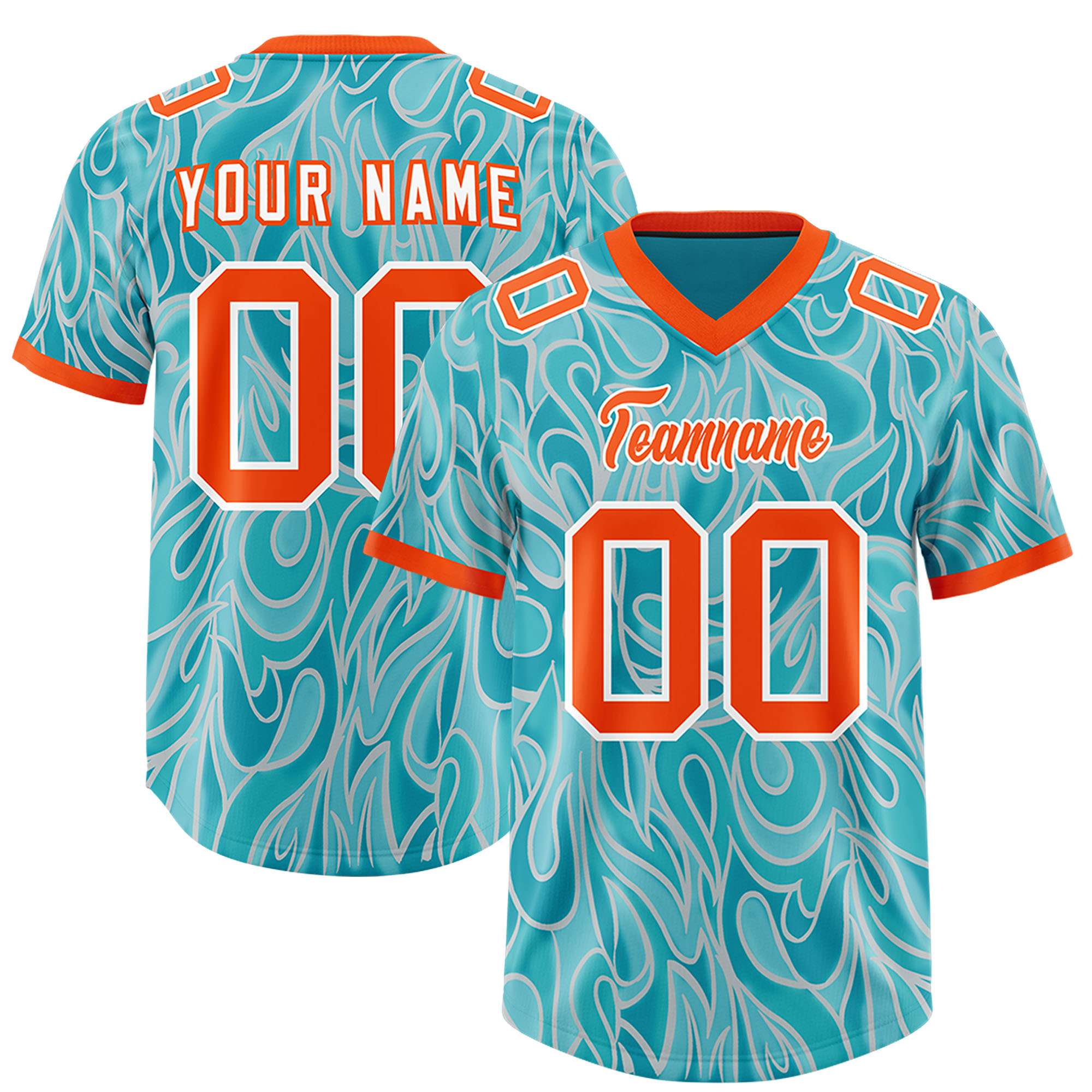 Custom Teal Personalized Printed Graffiti Pattern Design Authentic American Football Jersey