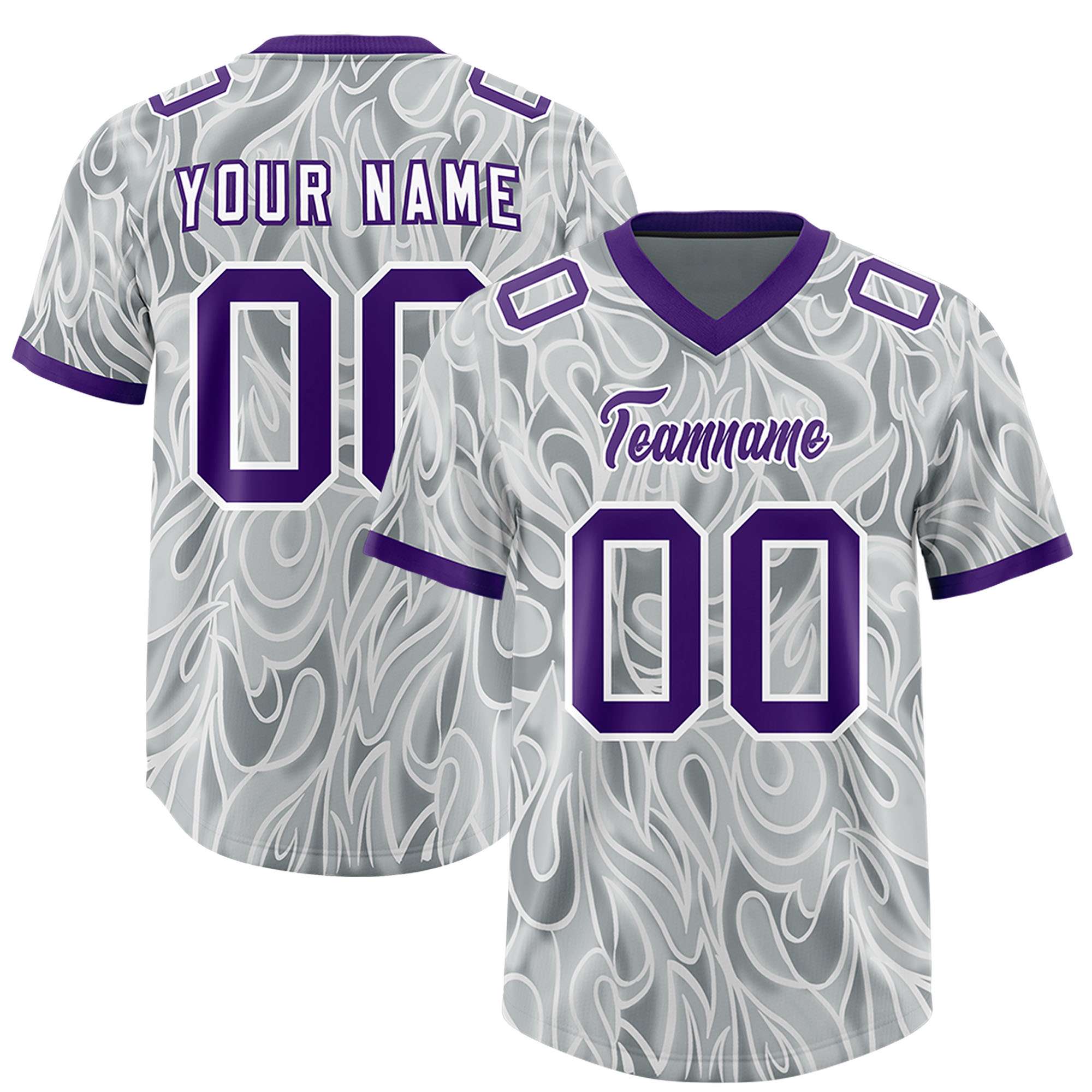 Custom Grey Personalized Printed Graffiti Pattern Design Authentic American Football Jersey