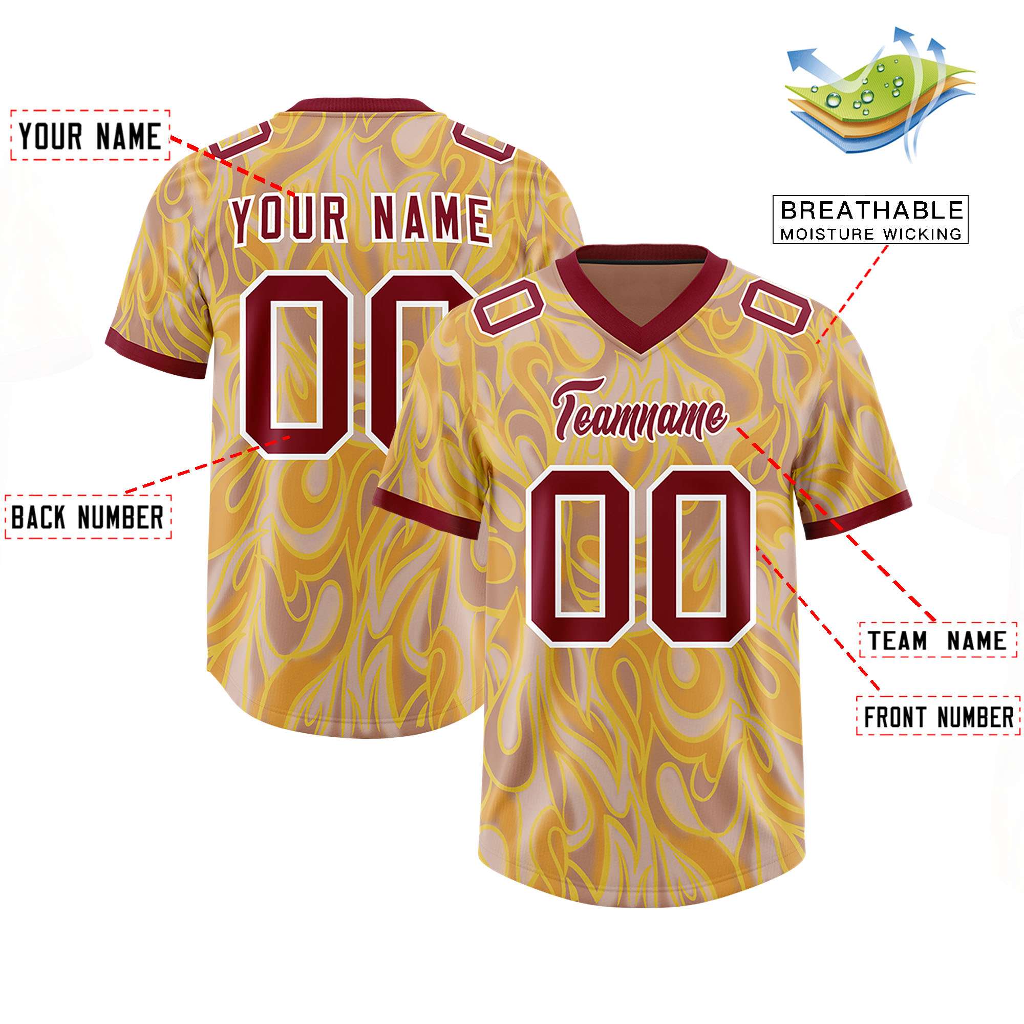 Custom Khaki Personalized Printed Graffiti Pattern Design Authentic American Football Jersey
