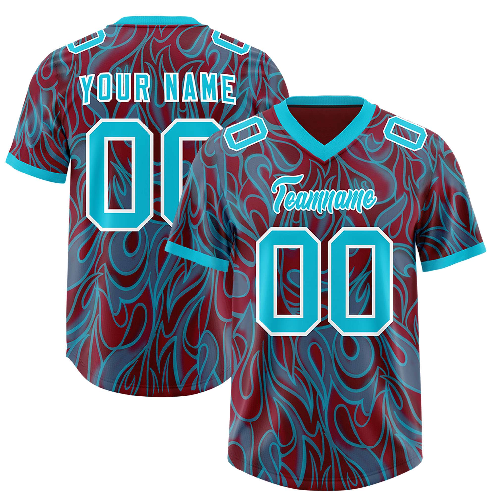 Custom Crimson Personalized Printed Graffiti Pattern Design Authentic American Football Jersey