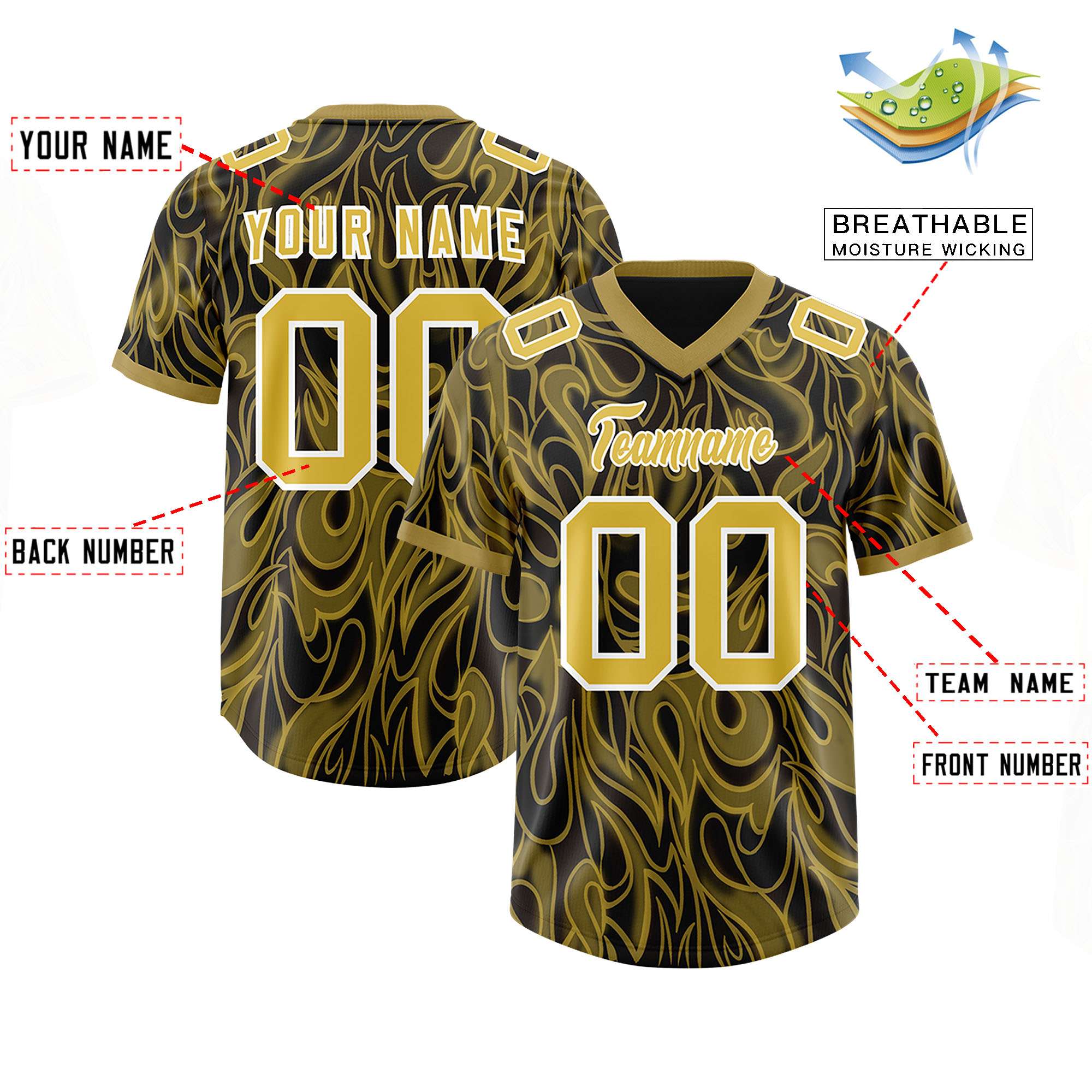 Custom Black Personalized Printed Graffiti Pattern Design Authentic American Football Jersey