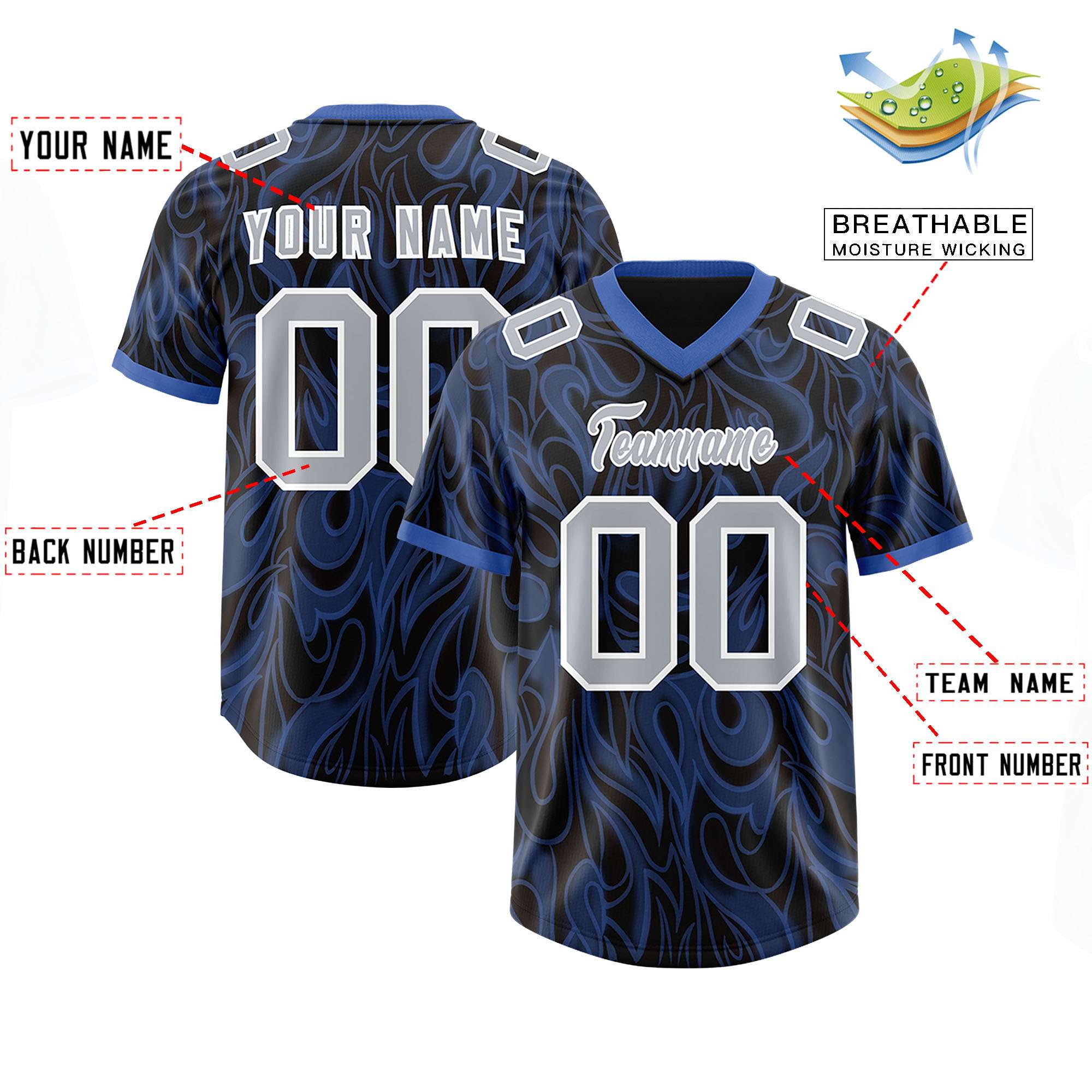 Custom Black Personalized Printed Graffiti Pattern Design Authentic American Football Jersey