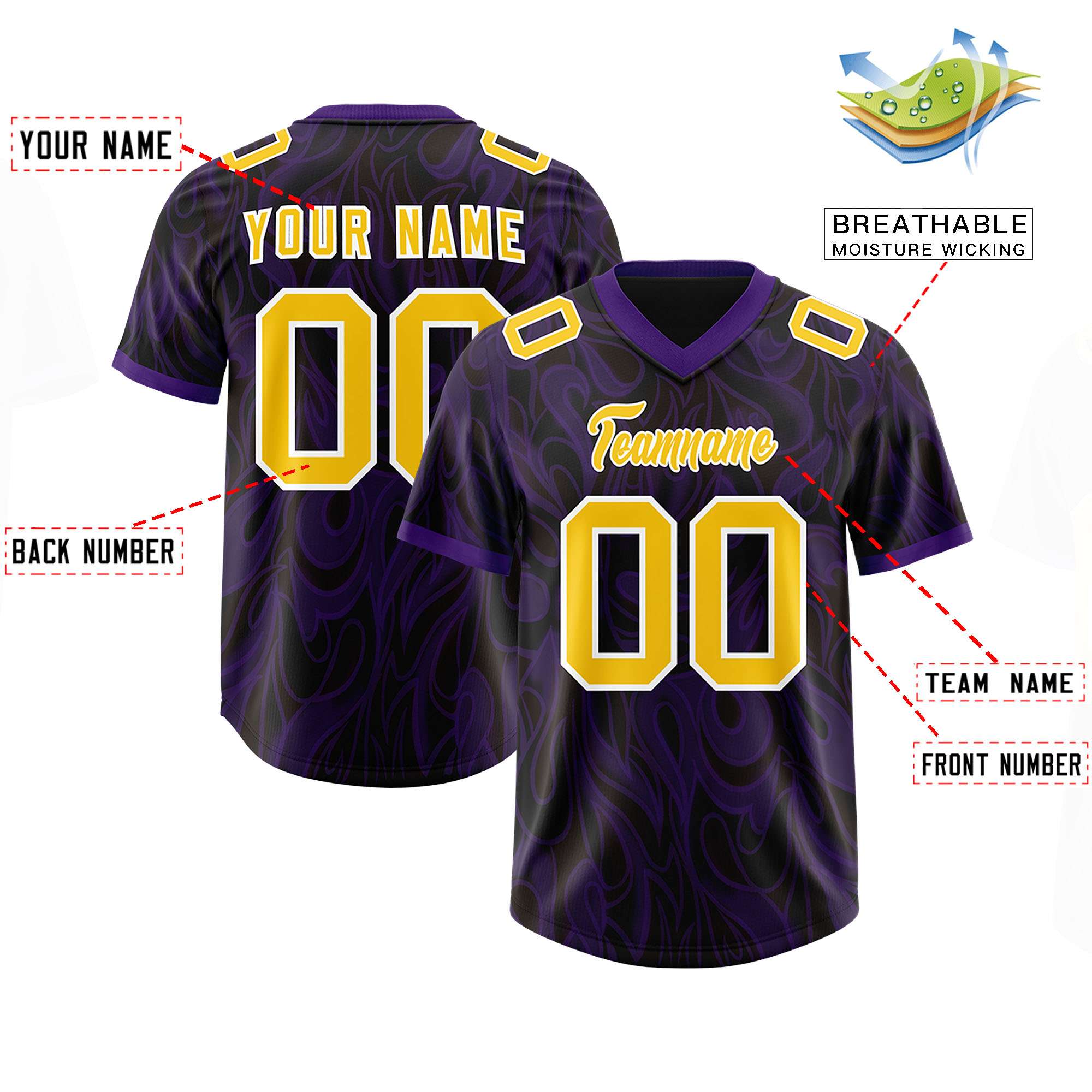 Custom Black Personalized Printed Graffiti Pattern Design Authentic American Football Jersey