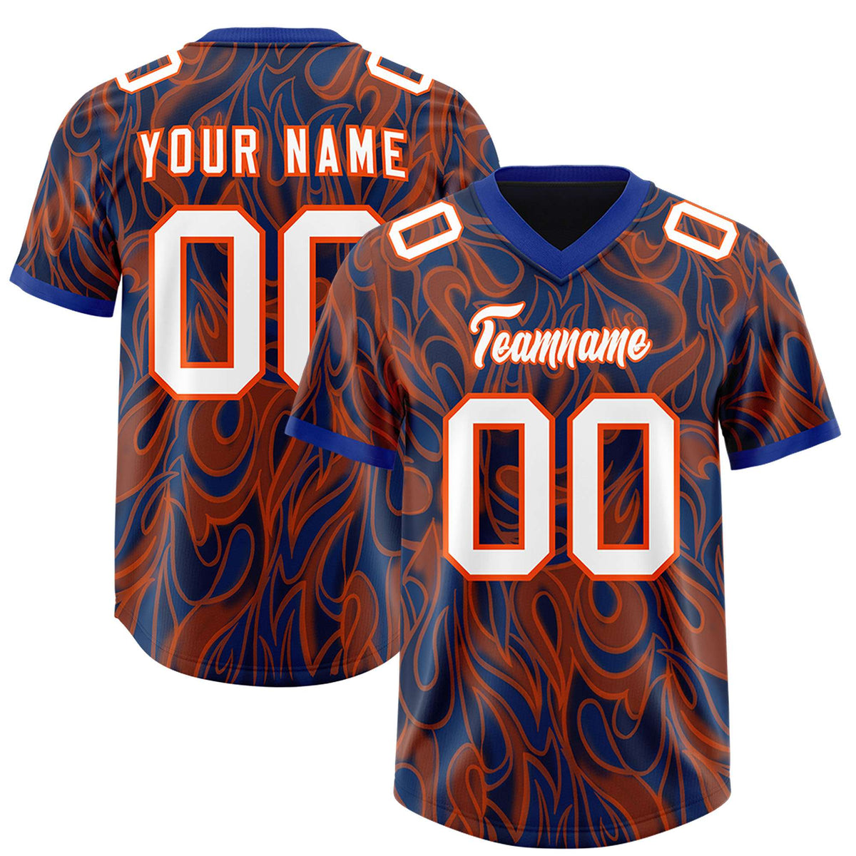 Custom Navy Personalized Printed Graffiti Pattern Design Authentic American Football Jersey