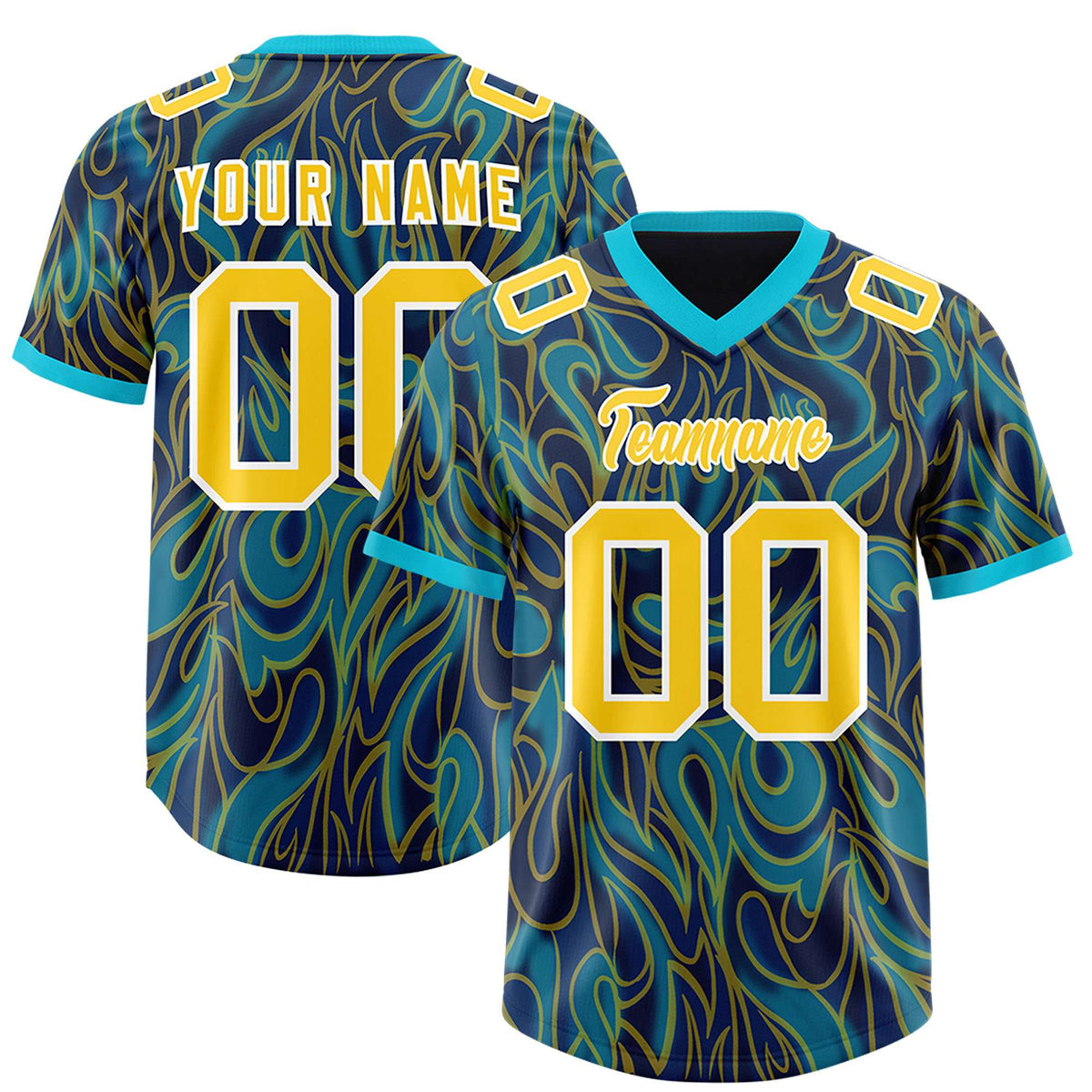 Custom Navy Personalized Printed Graffiti Pattern Design Authentic American Football Jersey