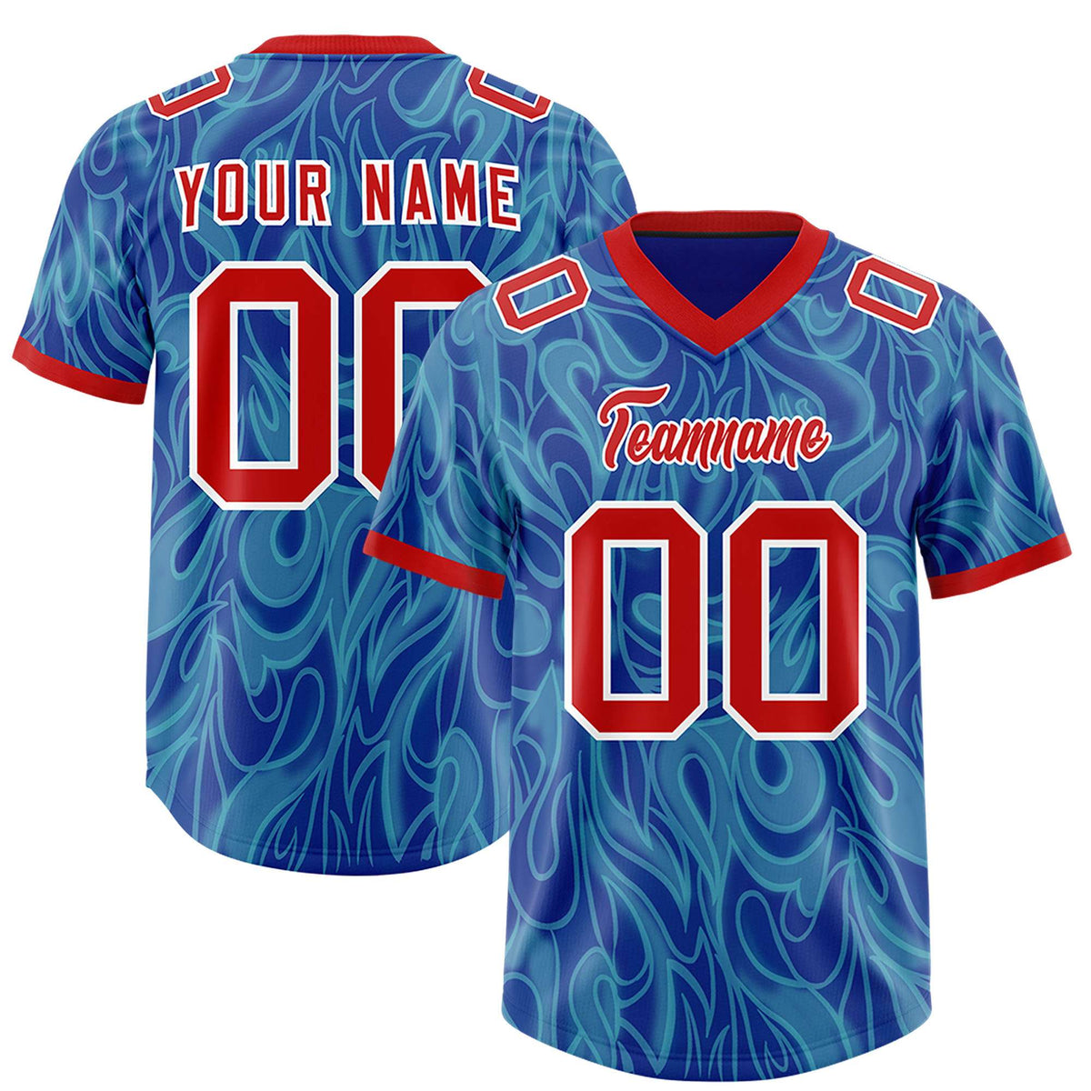 Custom Blue Personalized Printed Graffiti Pattern Design Authentic American Football Jersey
