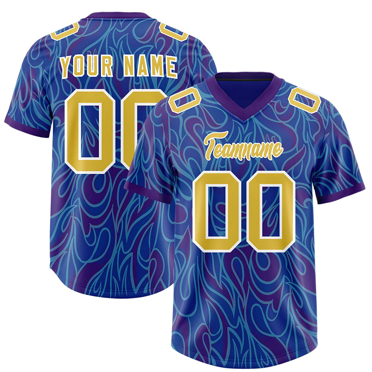 Custom Royal Personalized Printed Graffiti Pattern Design Authentic American Football Jersey
