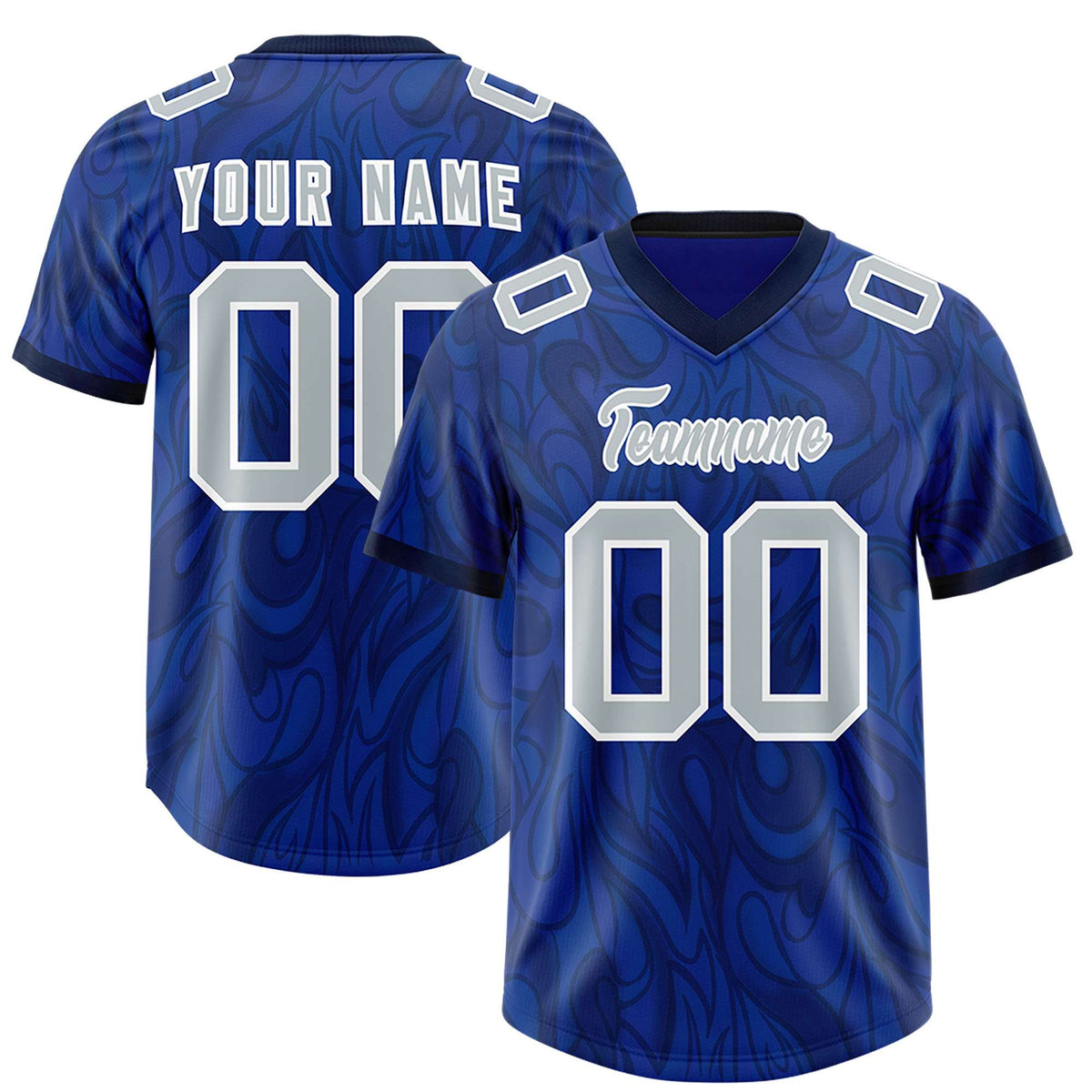 Custom Royal Personalized Printed Graffiti Pattern Design Authentic American Football Jersey