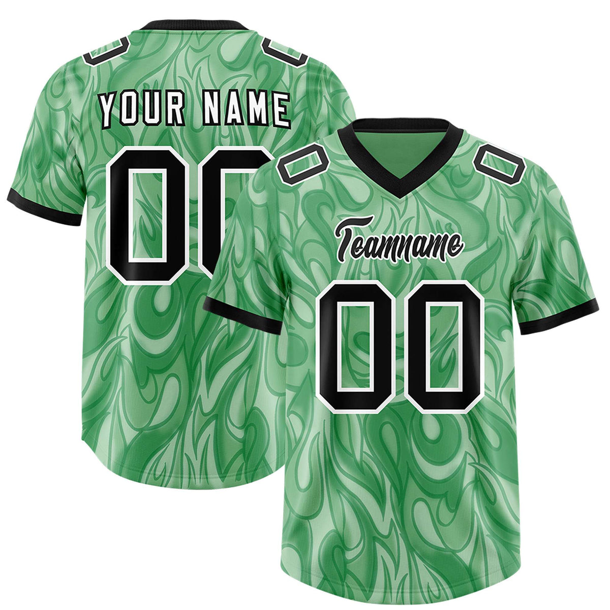 Custom Green Personalized Printed Graffiti Pattern Design Authentic American Football Jersey