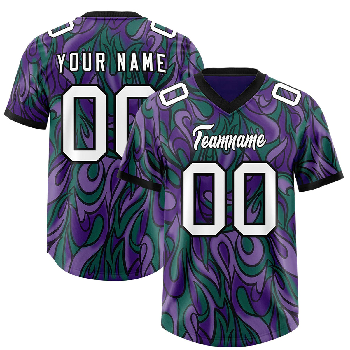 Custom Purple Personalized Printed Graffiti Pattern Design Authentic American Football Jersey