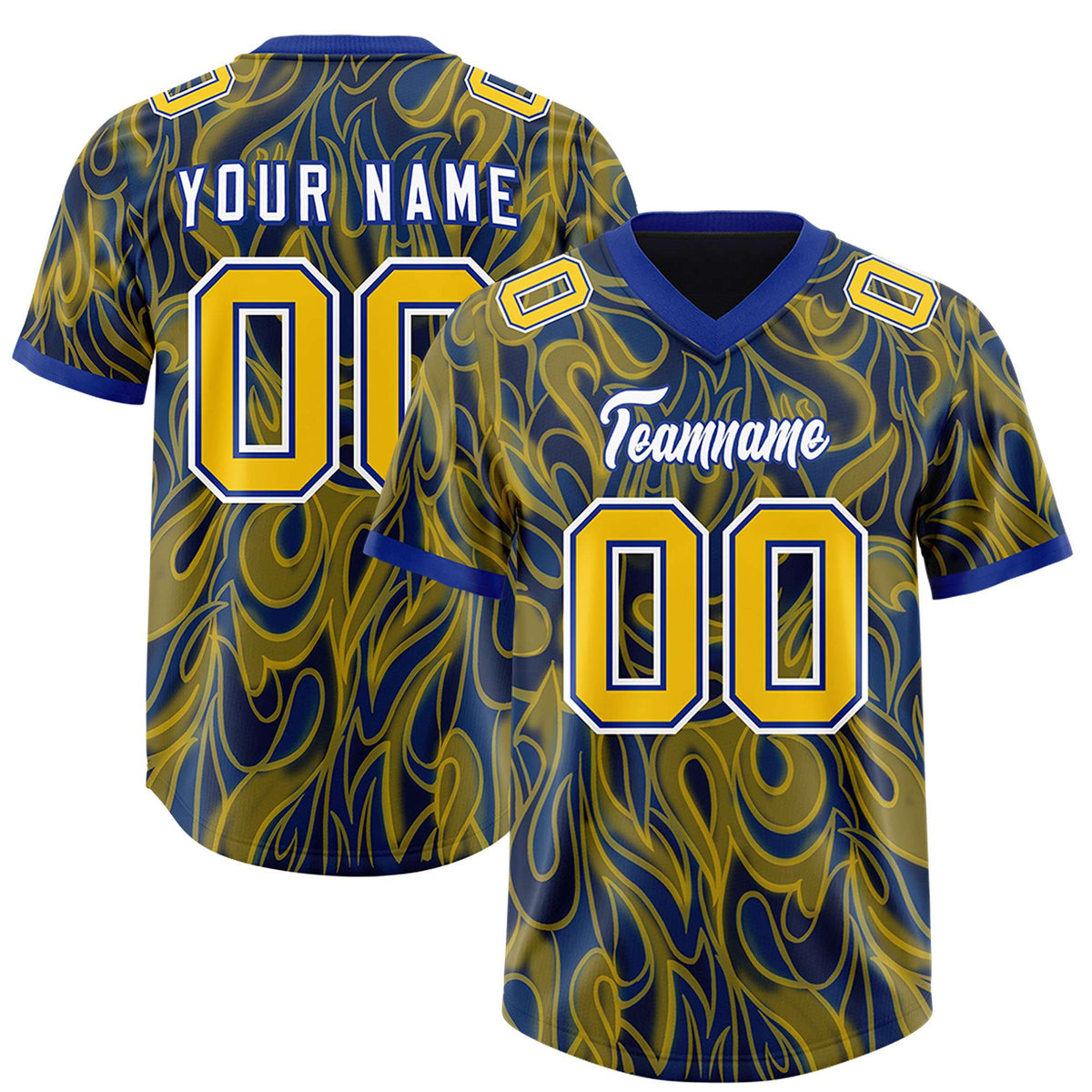 Custom Royal Personalized Printed Graffiti Pattern Design Authentic American Football Jersey