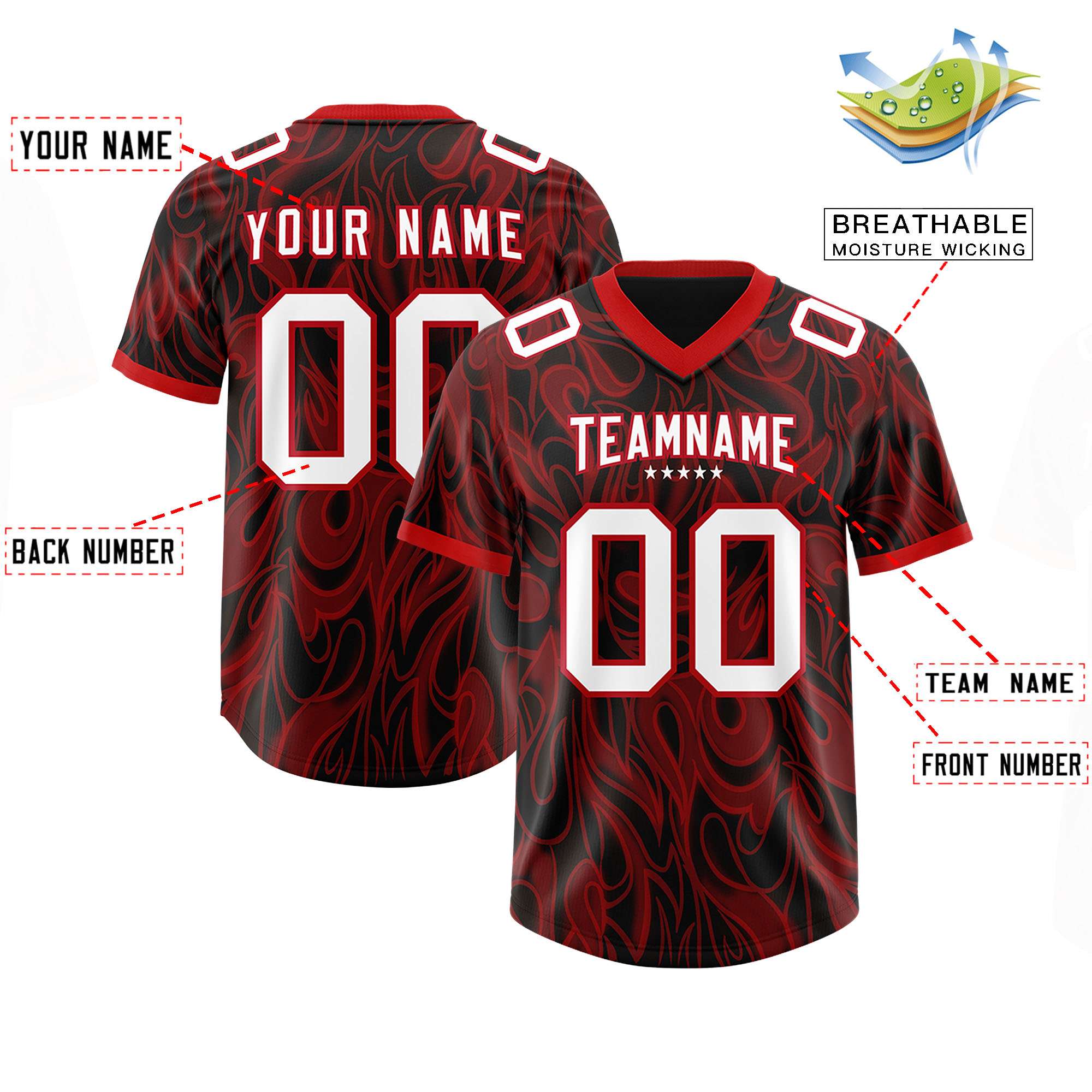 Custom Black Personalized Printed Graffiti Pattern Design Authentic American Football Jersey