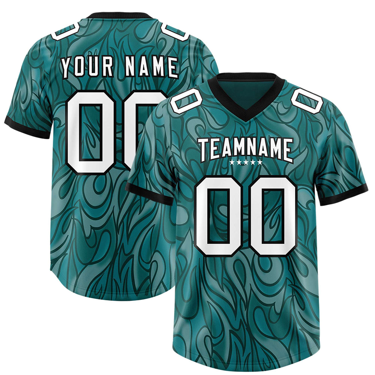 Custom Aqua Personalized Printed Graffiti Pattern Design Authentic American Football Jersey