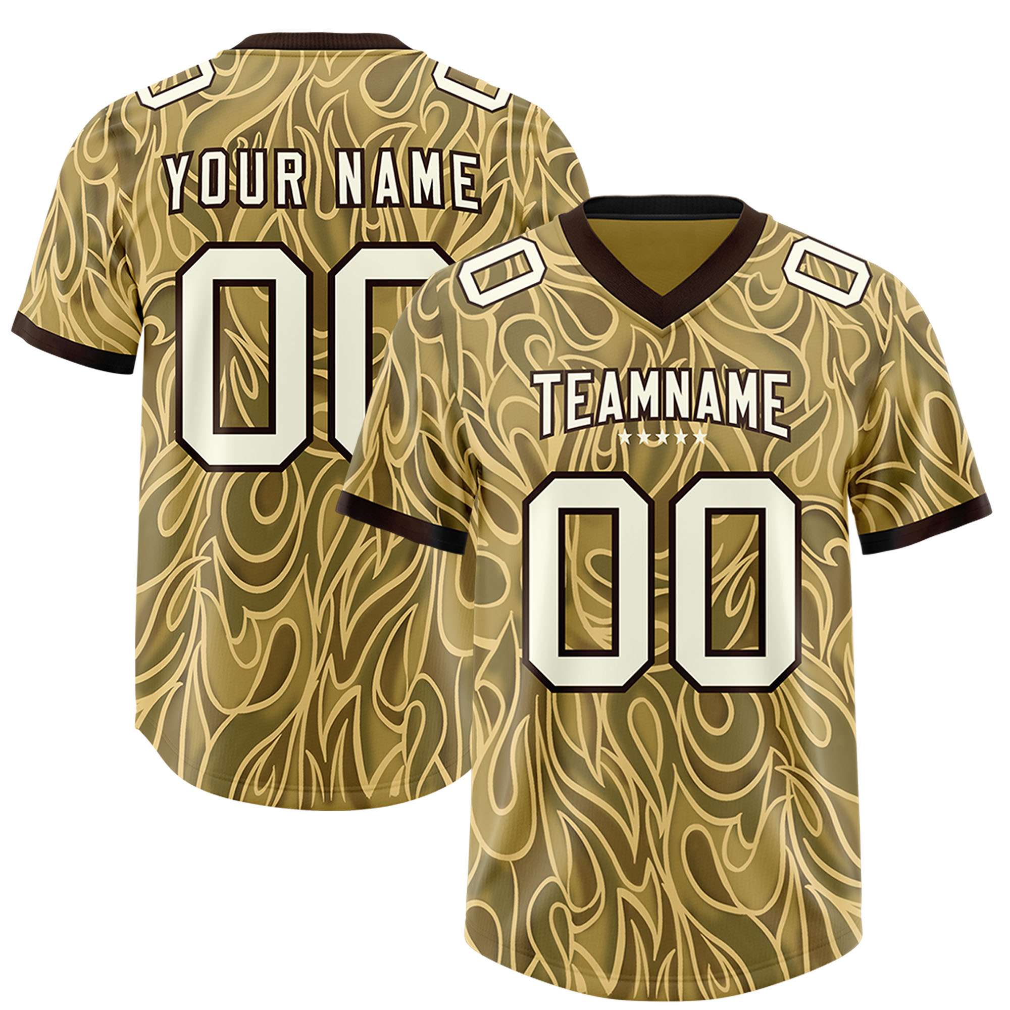 Custom Khaki Personalized Printed Graffiti Pattern Design Authentic American Football Jersey