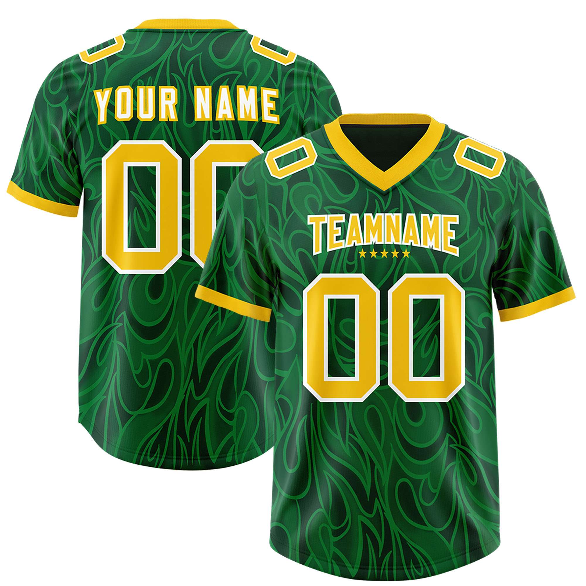 Custom Green Personalized Printed Graffiti Pattern Design Authentic American Football Jersey