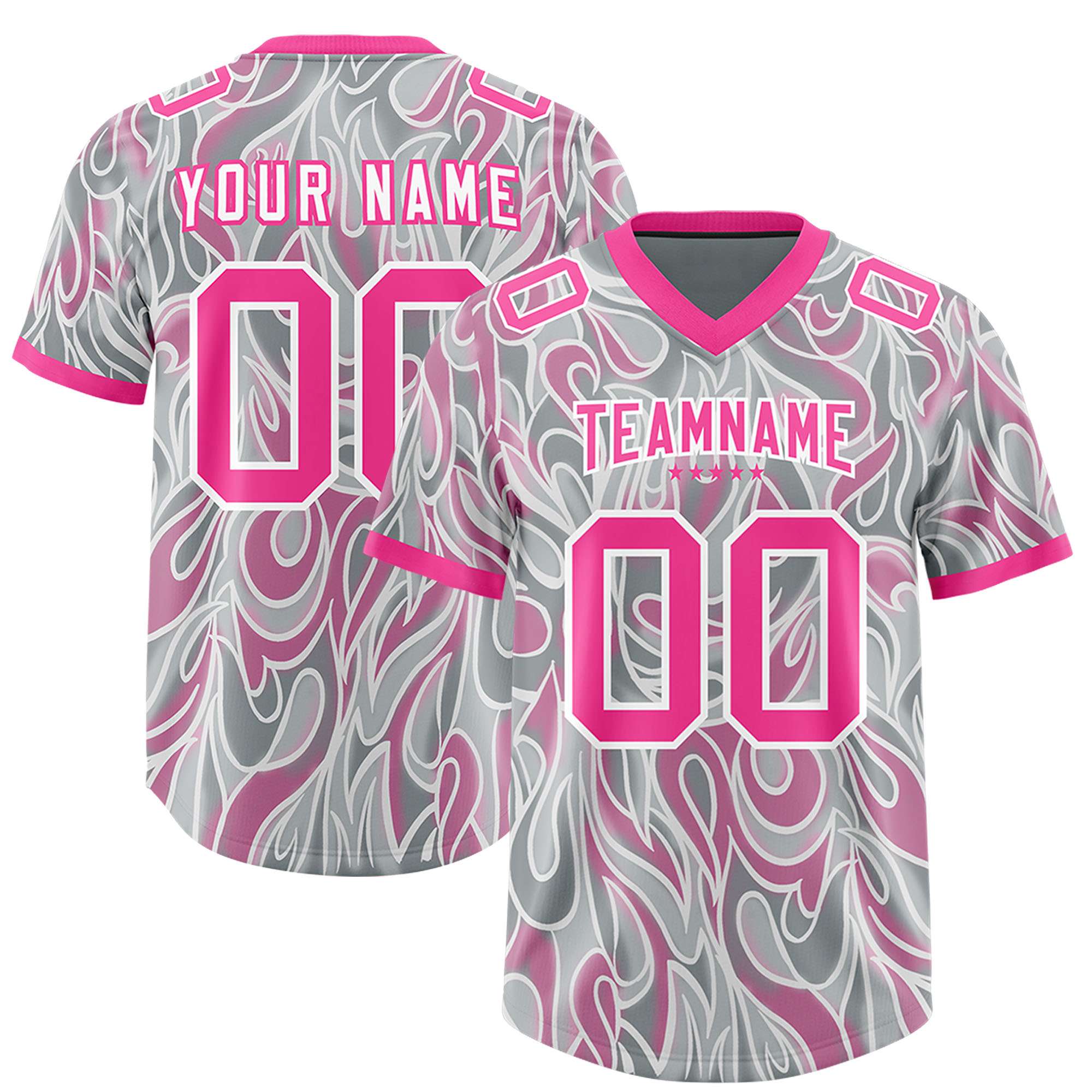 Custom Grey Personalized Printed Graffiti Pattern Design Authentic American Football Jersey
