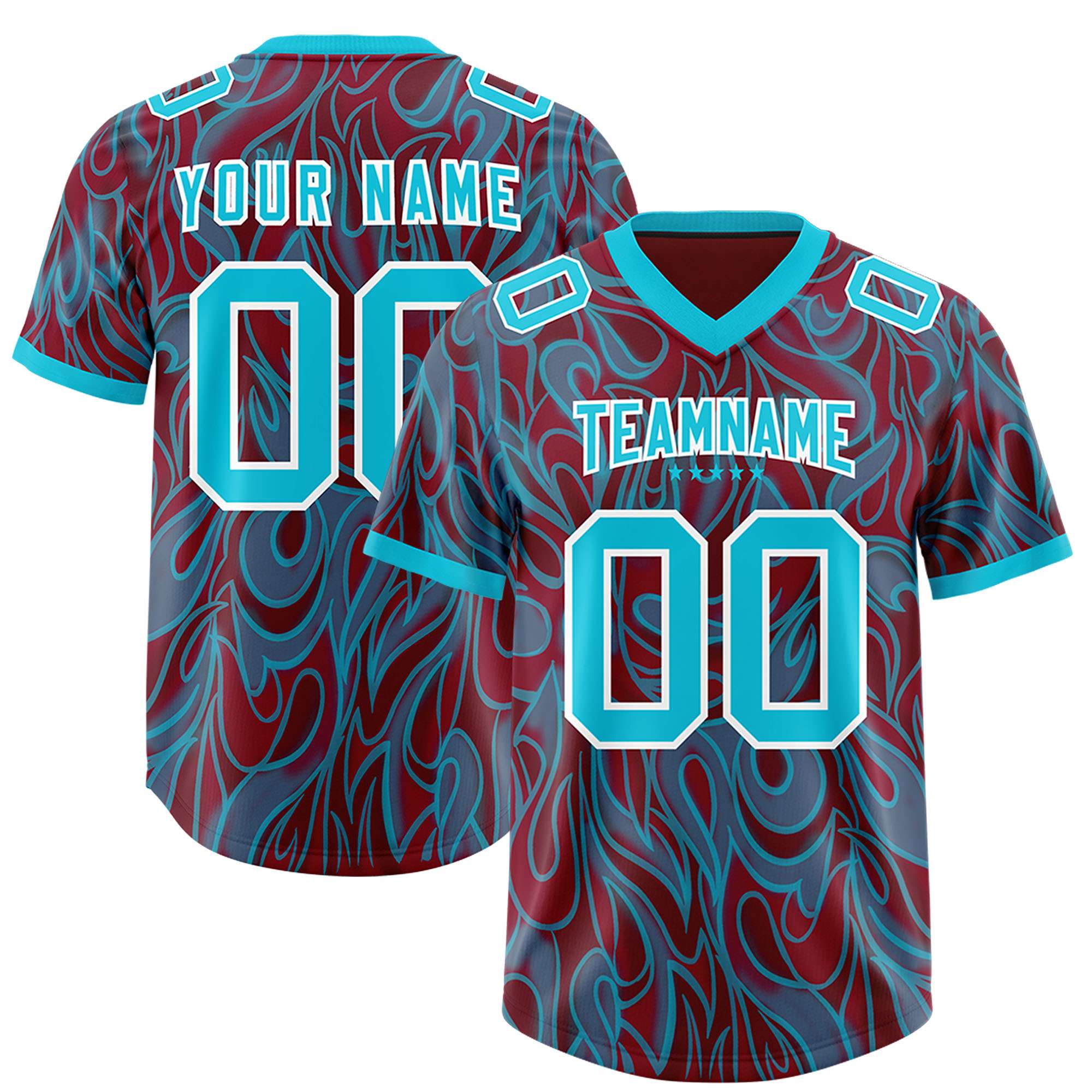 Custom Crimson Personalized Printed Graffiti Pattern Design Authentic American Football Jersey