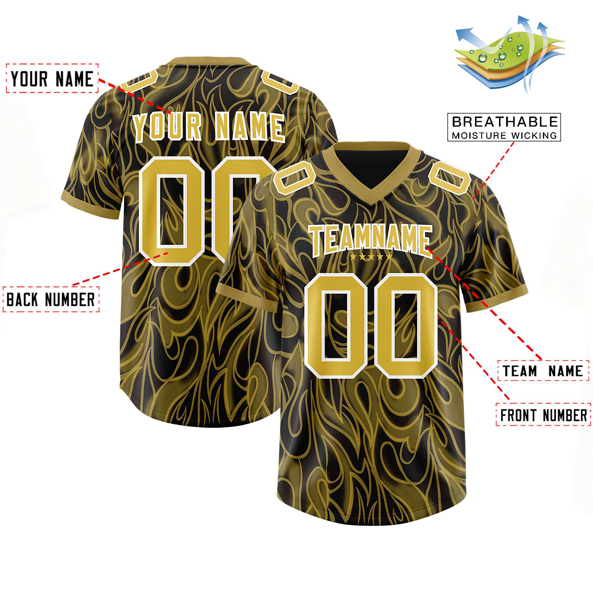 Custom Black Personalized Printed Graffiti Pattern Design Authentic American Football Jersey