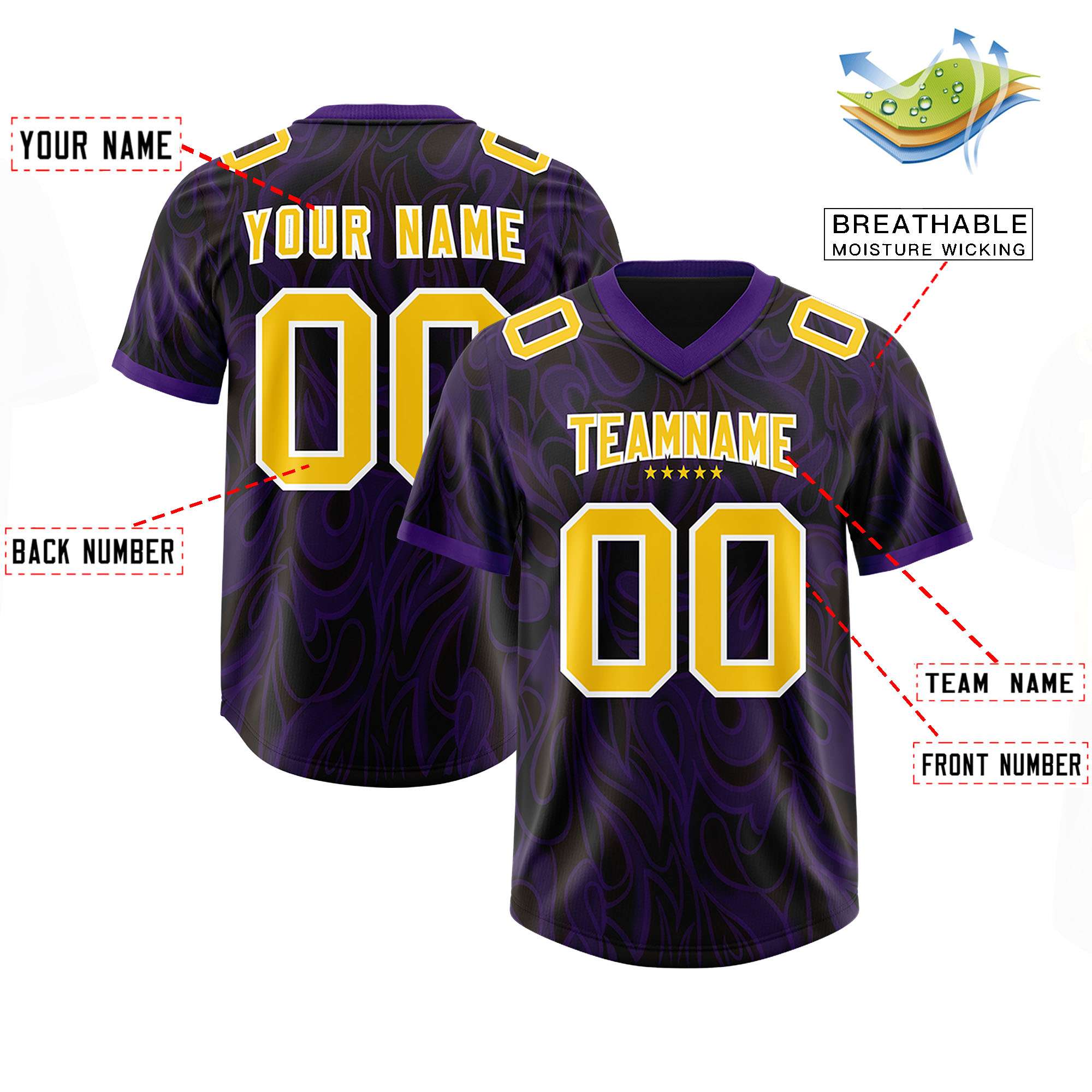 Custom Black Personalized Printed Graffiti Pattern Design Authentic American Football Jersey