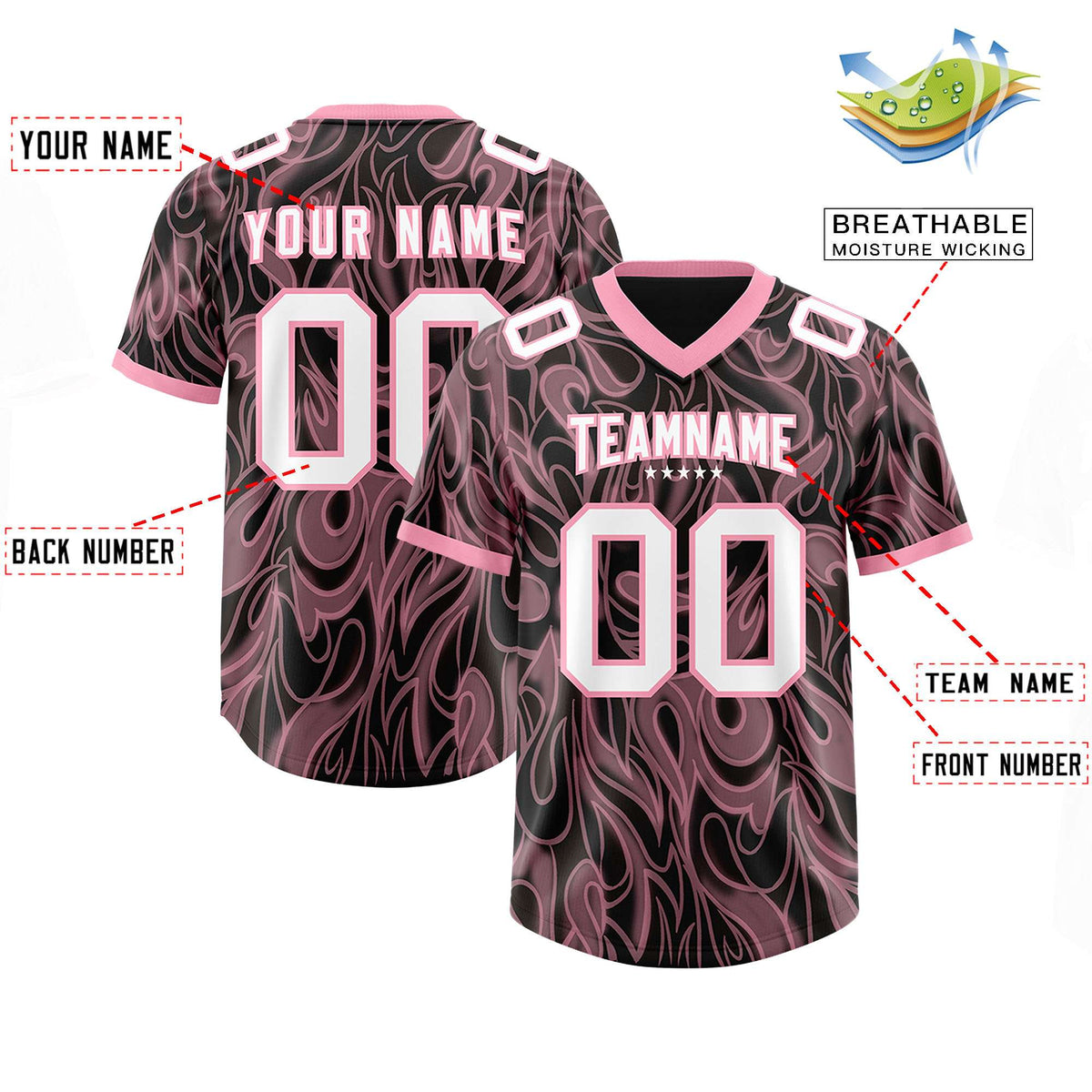 Custom Black Personalized Printed Graffiti Pattern Design Authentic American Football Jersey