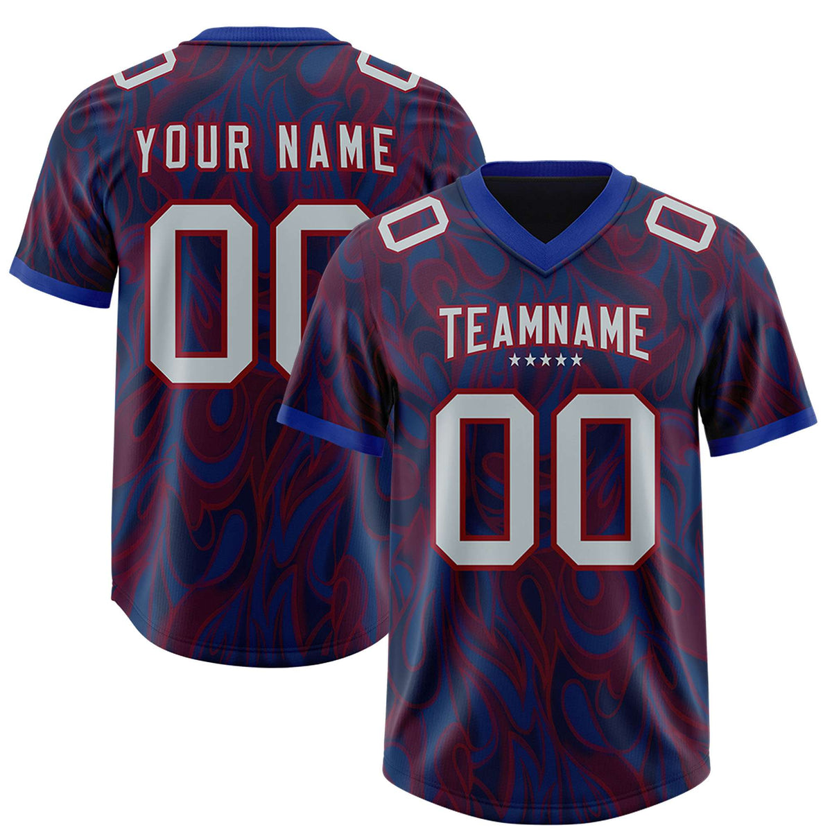 Custom Navy Personalized Printed Graffiti Pattern Design Authentic American Football Jersey