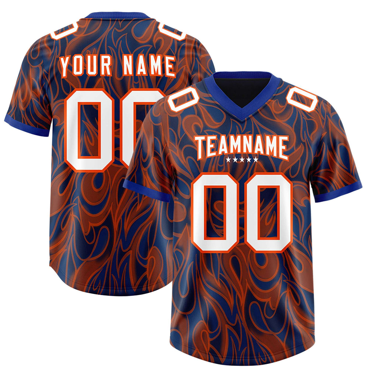 Custom Navy Personalized Printed Graffiti Pattern Design Authentic American Football Jersey