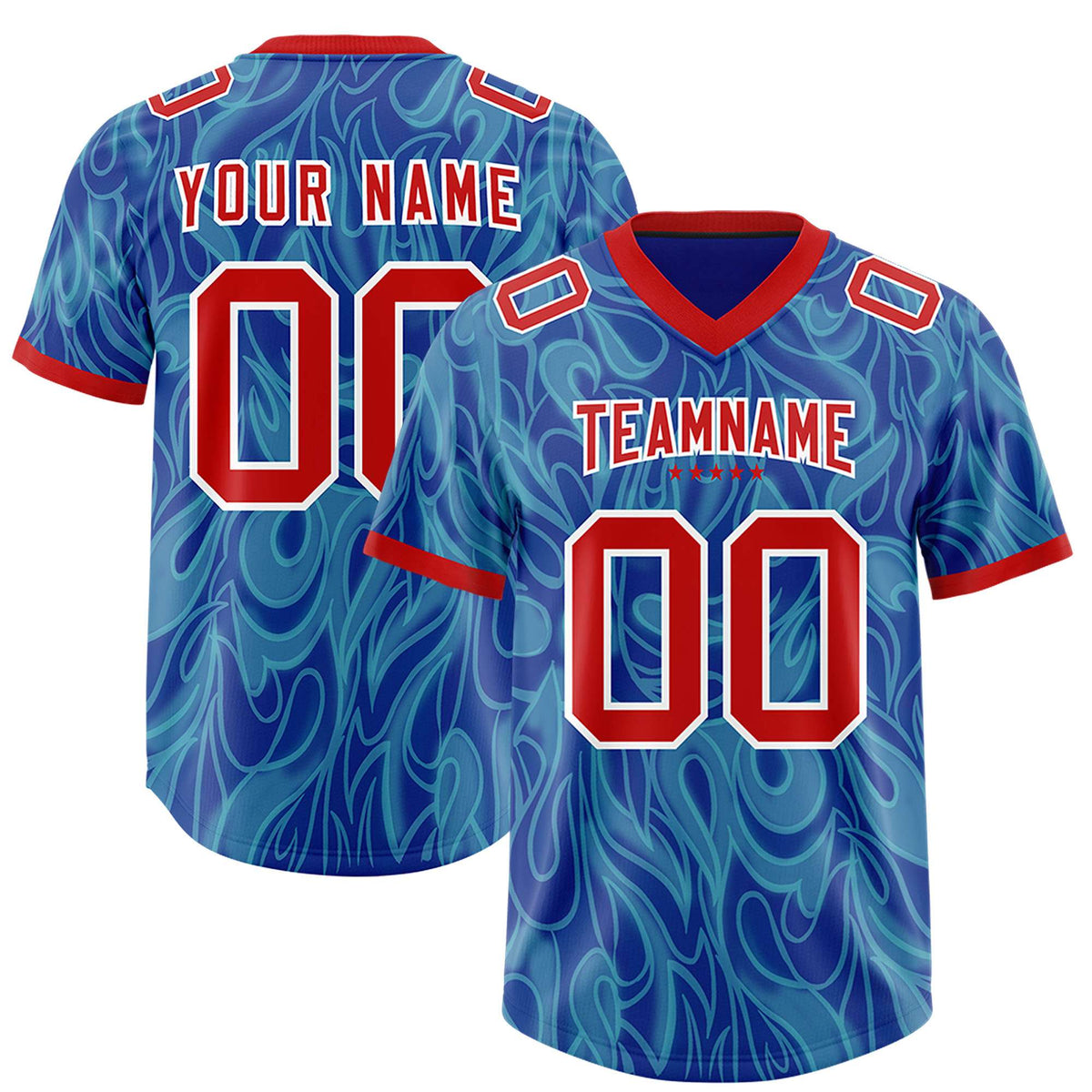 Custom Blue Personalized Printed Graffiti Pattern Design Authentic American Football Jersey