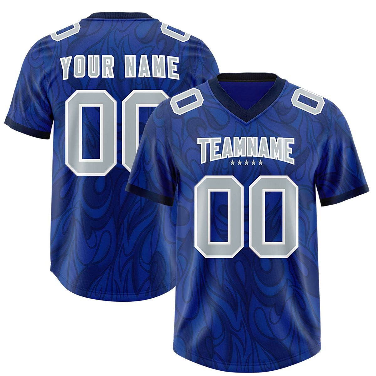 Custom Royal Personalized Printed Graffiti Pattern Design Authentic American Football Jersey
