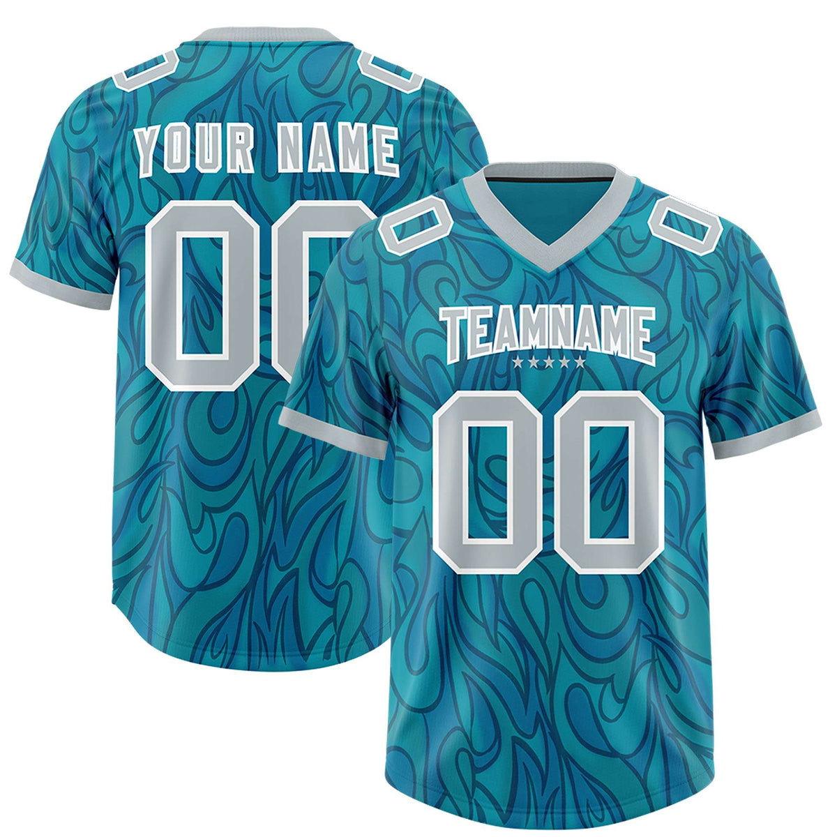 Custom Aqua Personalized Printed Graffiti Pattern Design Authentic American Football Jersey