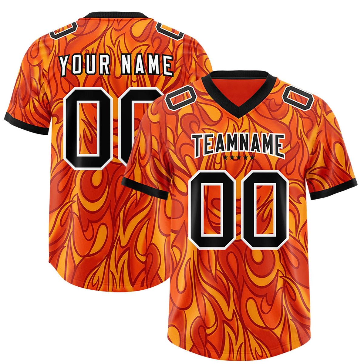Custom Orange Personalized Printed Graffiti Pattern Design Authentic American Football Jersey