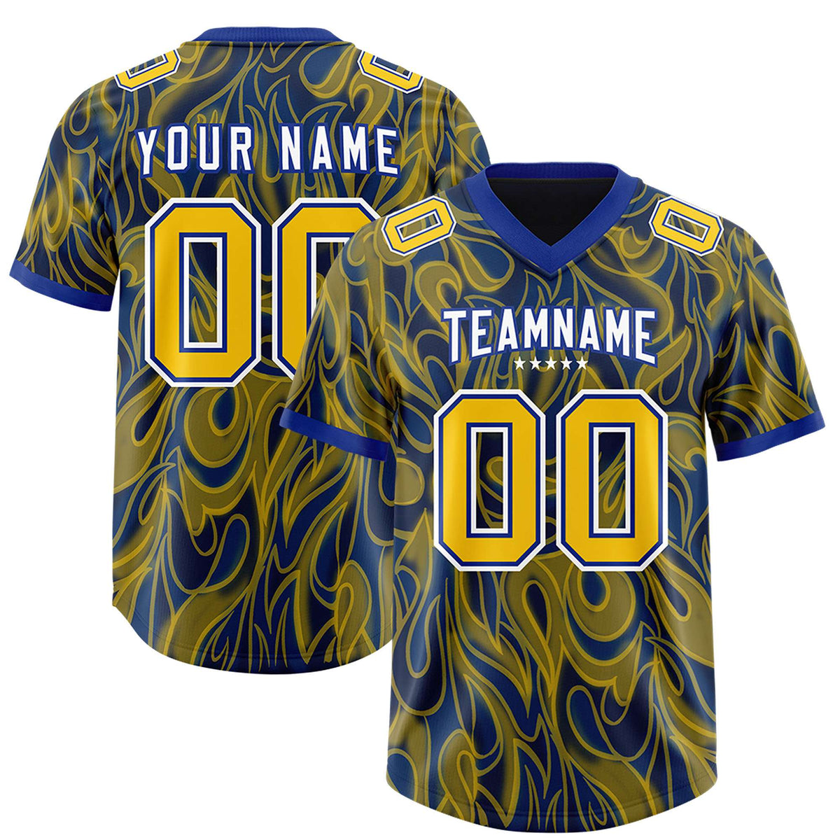 Custom Royal Personalized Printed Graffiti Pattern Design Authentic American Football Jersey