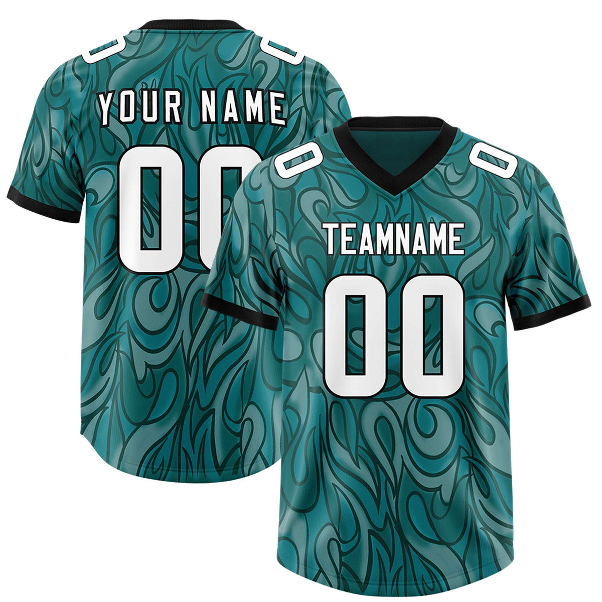 Custom Aqua Personalized Printed Graffiti Pattern Design Authentic American Football Jersey
