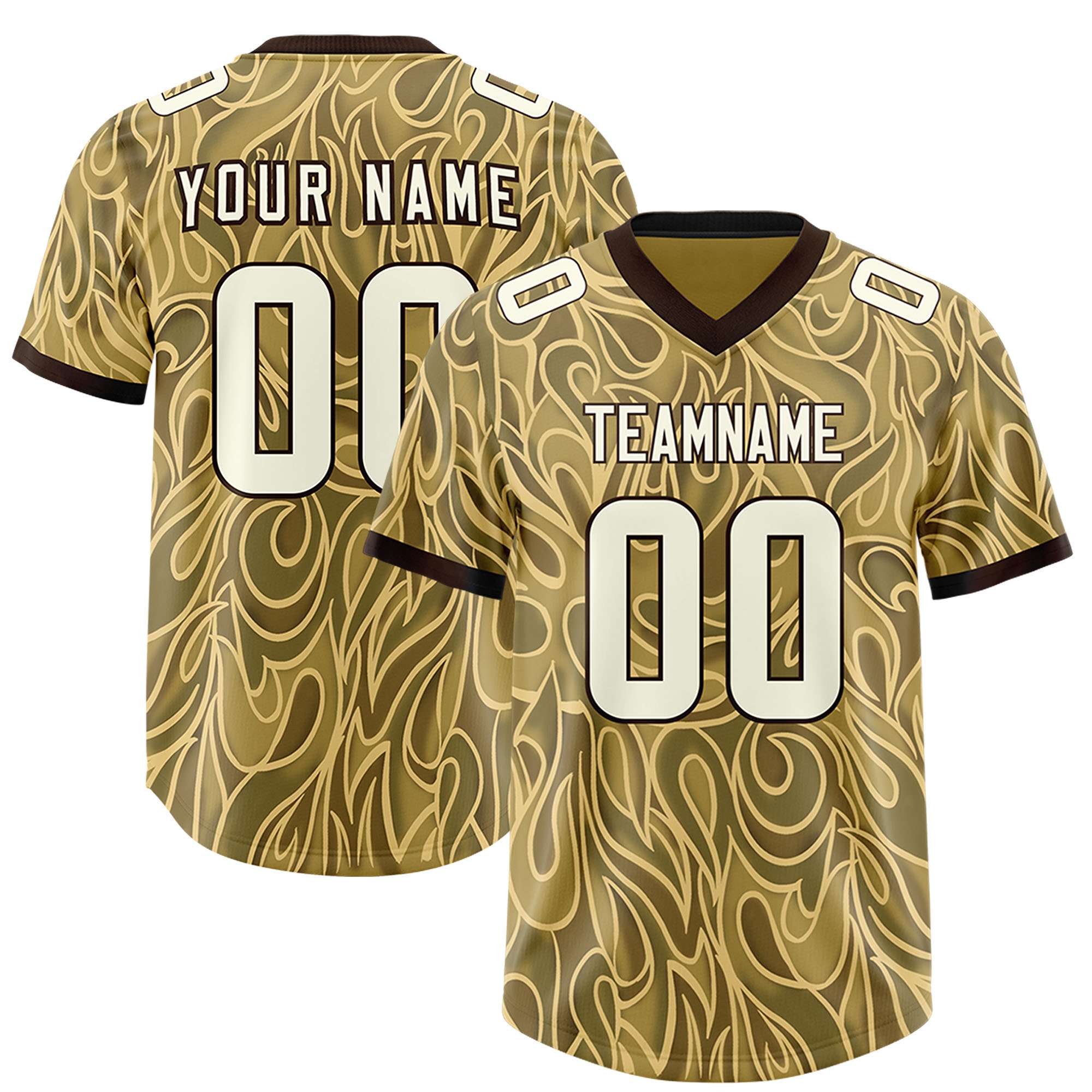 Custom Khaki Personalized Printed Graffiti Pattern Design Authentic American Football Jersey