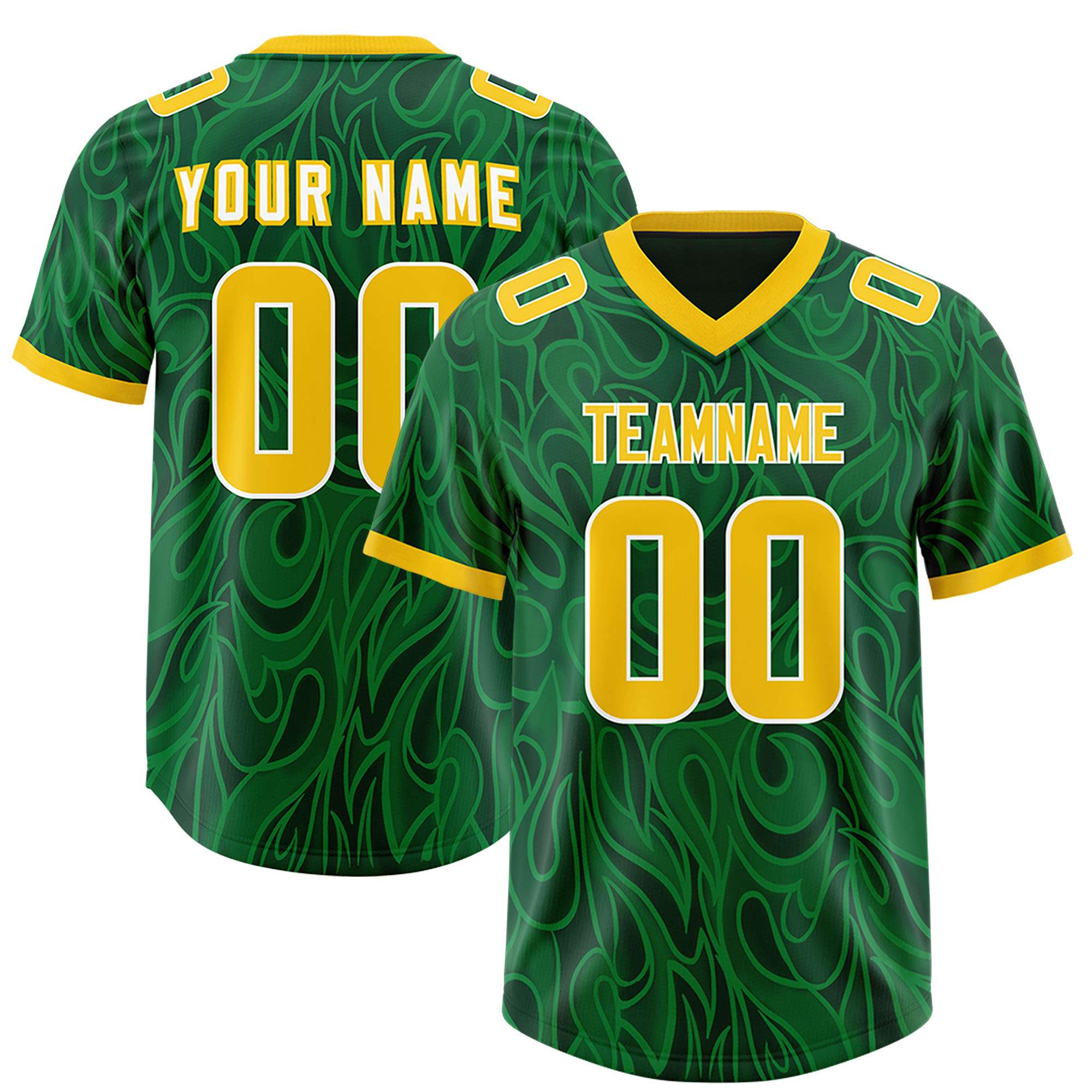 Custom Green Personalized Printed Graffiti Pattern Design Authentic American Football Jersey
