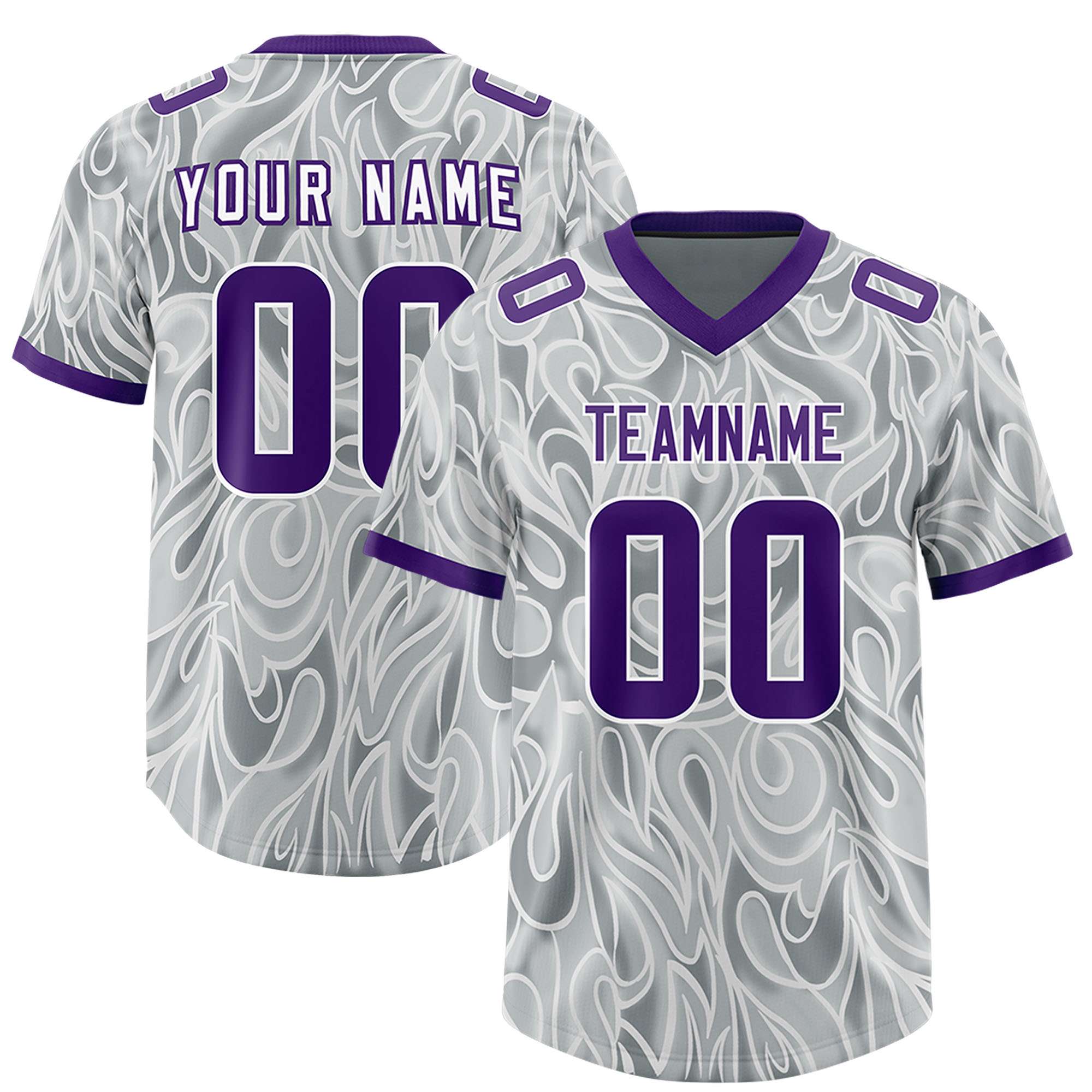 Custom Grey Personalized Printed Graffiti Pattern Design Authentic American Football Jersey