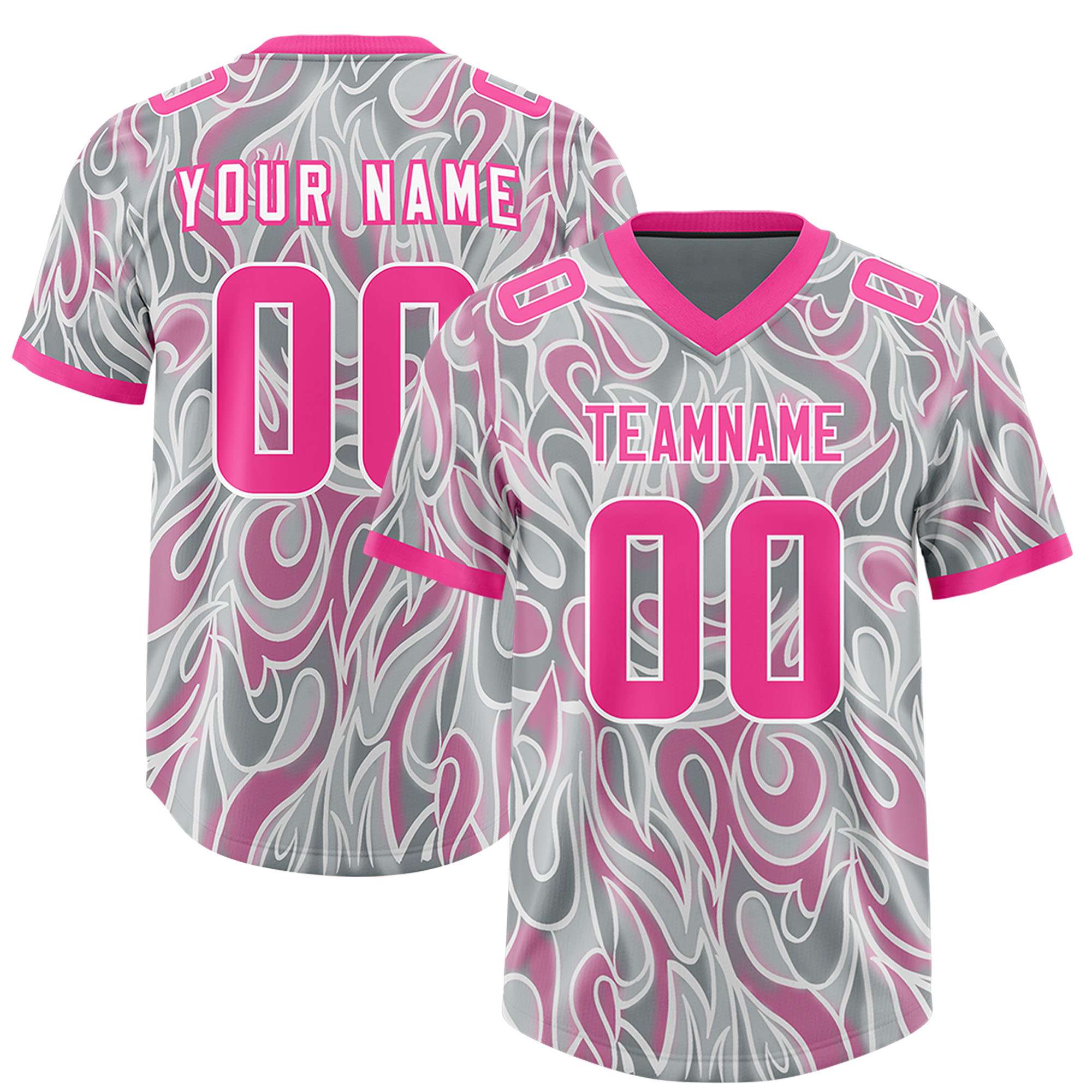 Custom Grey Personalized Printed Graffiti Pattern Design Authentic American Football Jersey
