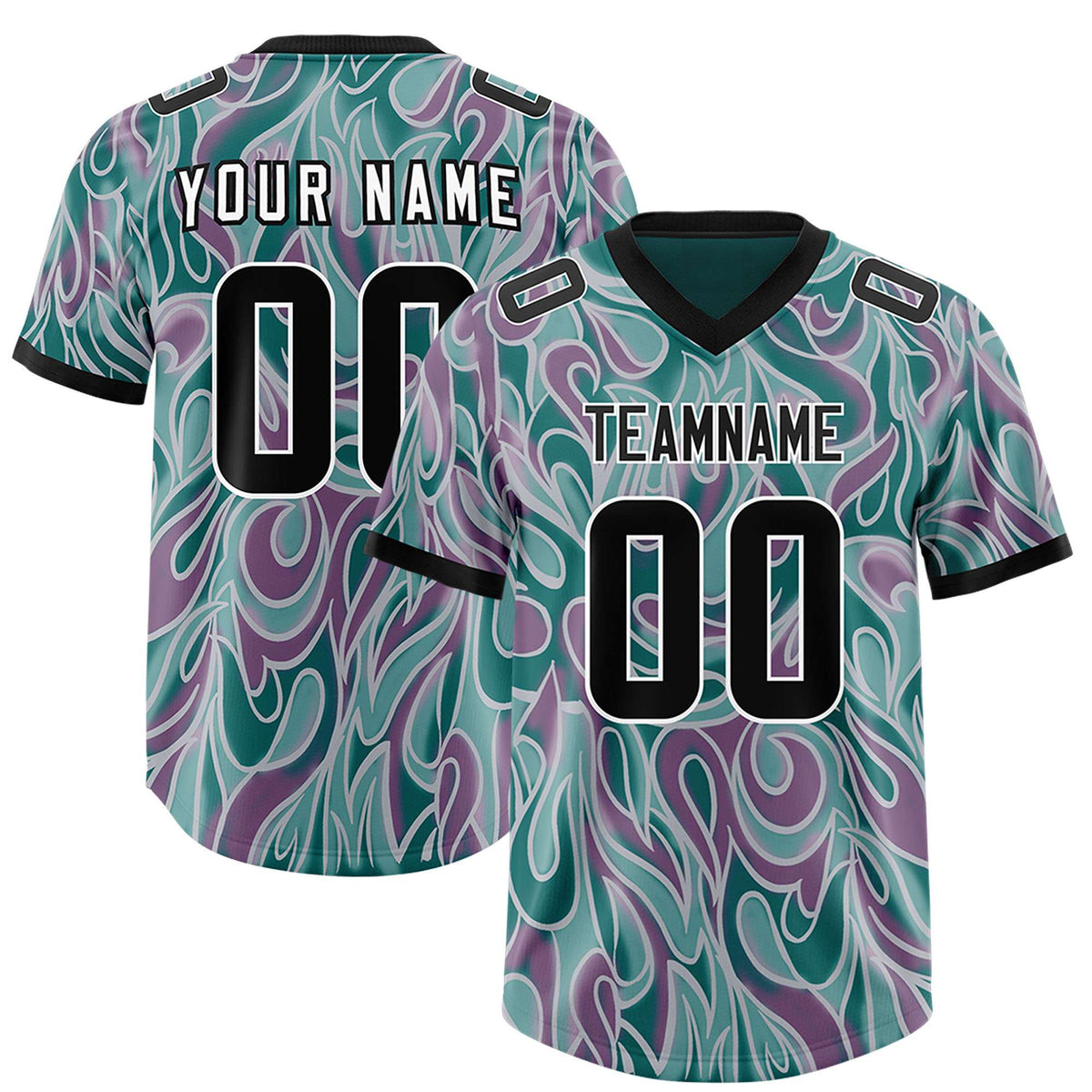 Custom Aqua Personalized Printed Graffiti Pattern Design Authentic American Football Jersey