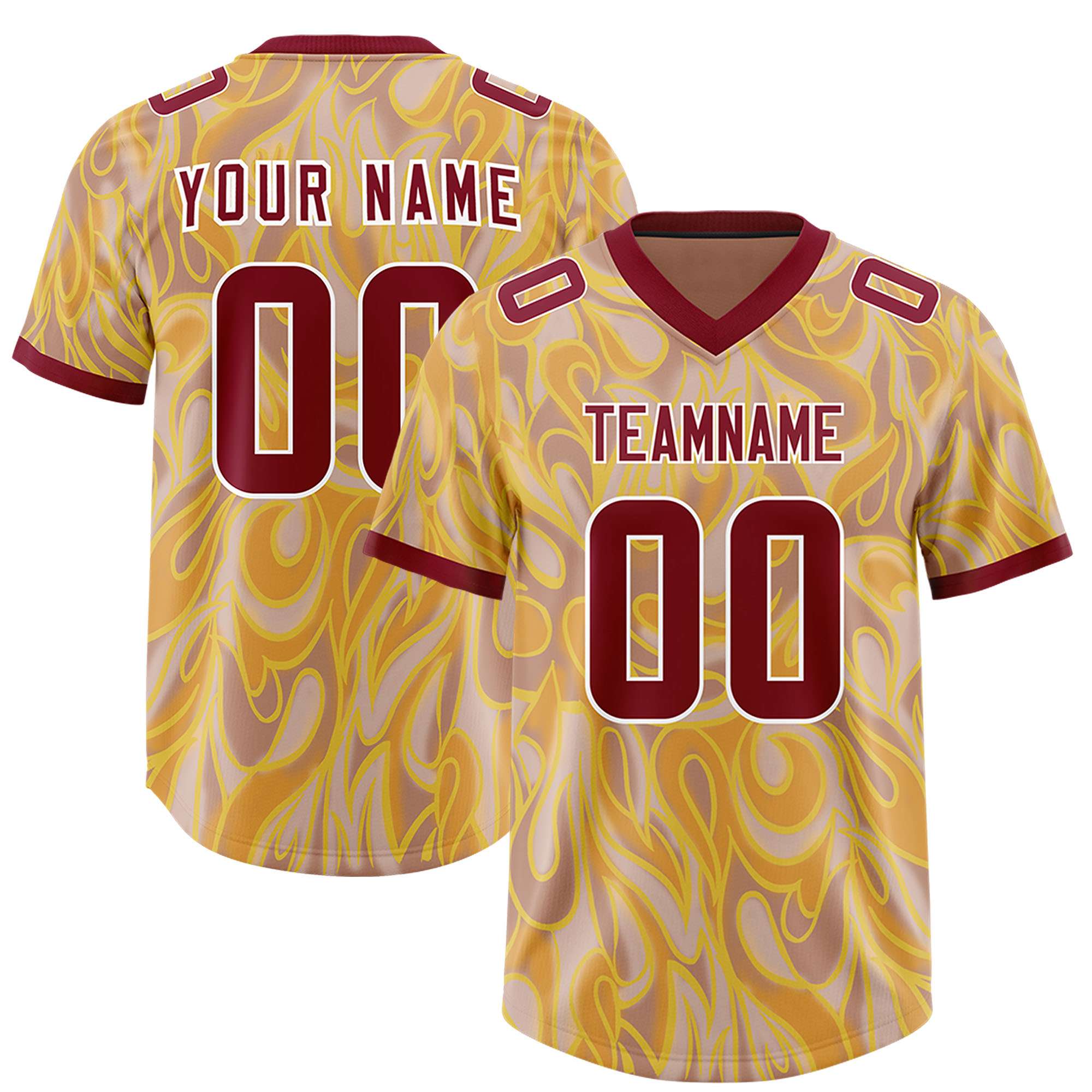 Custom Khaki Personalized Printed Graffiti Pattern Design Authentic American Football Jersey