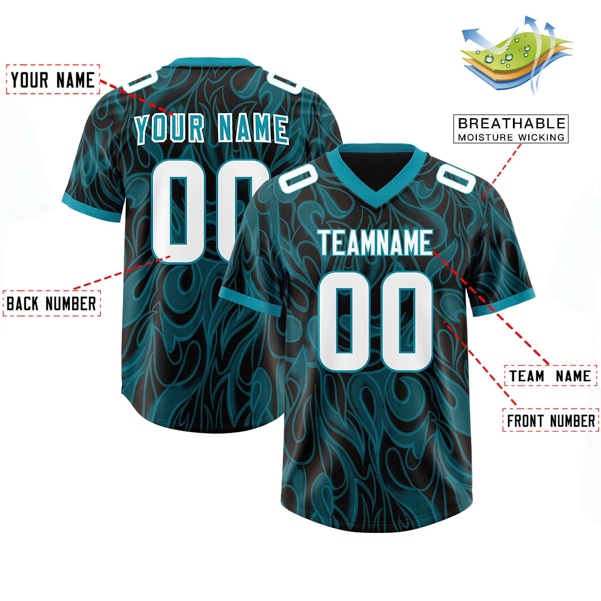 Custom Black Personalized Printed Graffiti Pattern Design Authentic American Football Jersey
