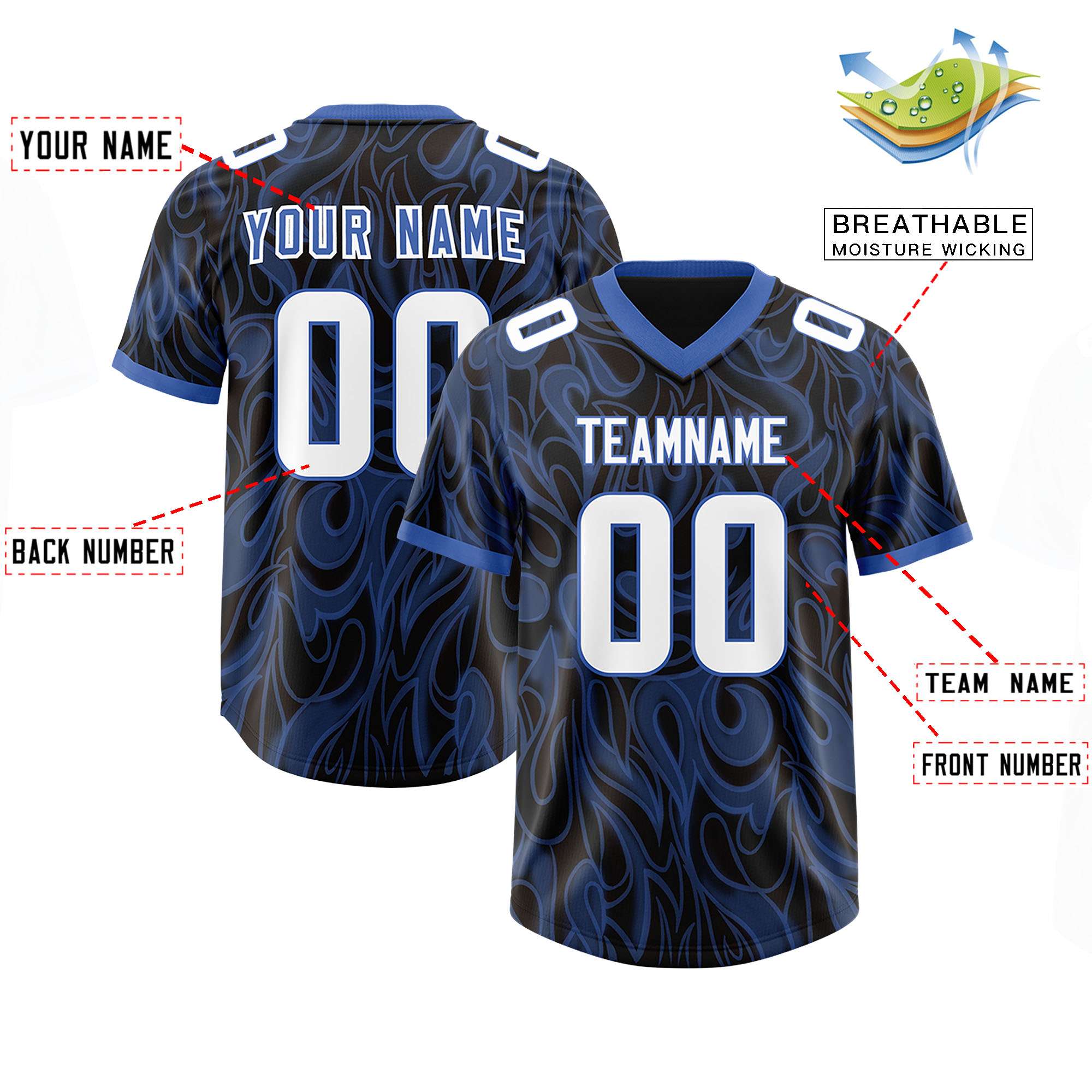 Custom Black Personalized Printed Graffiti Pattern Design Authentic American Football Jersey