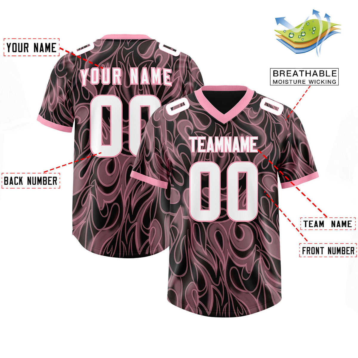 Custom Black Personalized Printed Graffiti Pattern Design Authentic American Football Jersey