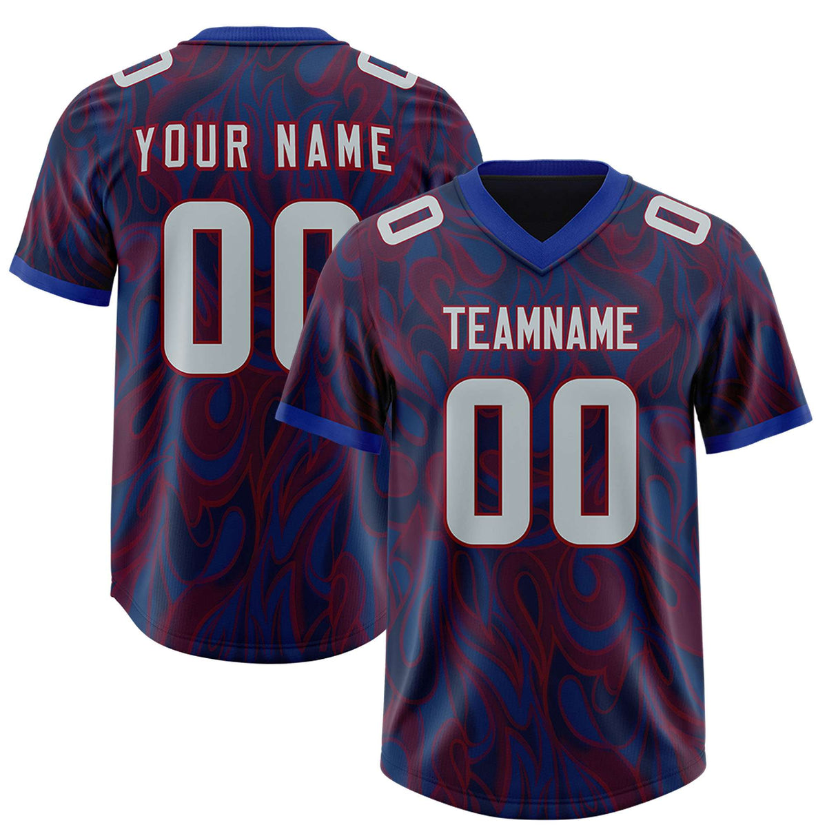 Custom Navy Personalized Printed Graffiti Pattern Design Authentic American Football Jersey